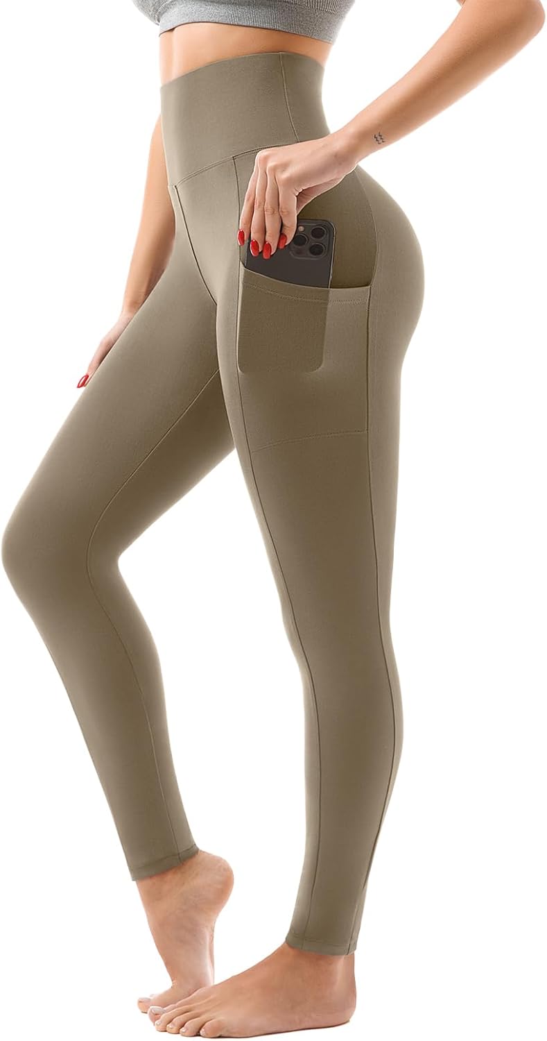 SINOPHANT High Waisted Leggings with Pockets Women, Full Length Capri Buttery Soft Stretchy Yoga Pants