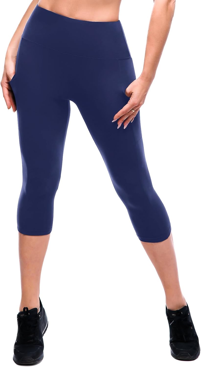 SINOPHANT High Waisted Leggings with Pockets Women, Full Length Capri Buttery Soft Stretchy Yoga Pants
