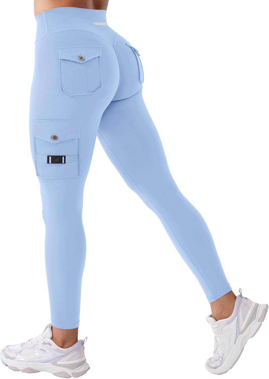 YEOREO CoreFlex Workout Cargo Leggings with Pockets for Women Hidden Scrunch Butt Lifting Leggings Gym Yoga Pants