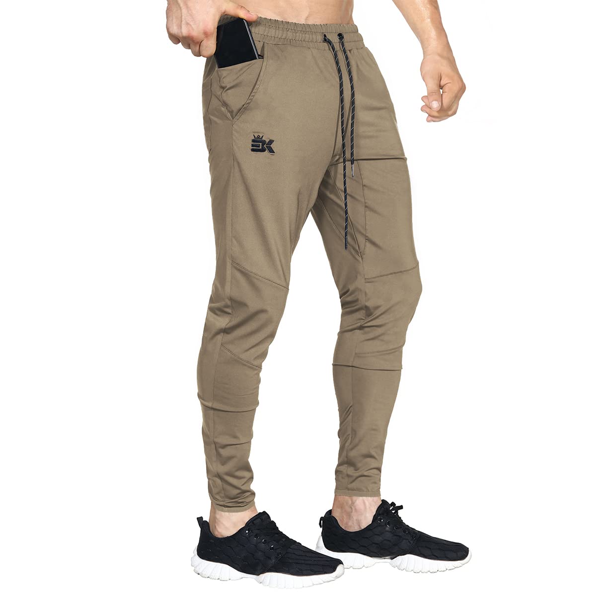 BROKIG Mens Lightweight Gym Jogger Pants,Men's Workout Sweatpants with Zip Pocket