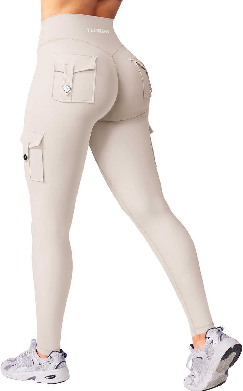 YEOREO CoreFlex Workout Cargo Leggings with Pockets for Women Hidden Scrunch Butt Lifting Leggings Gym Yoga Pants
