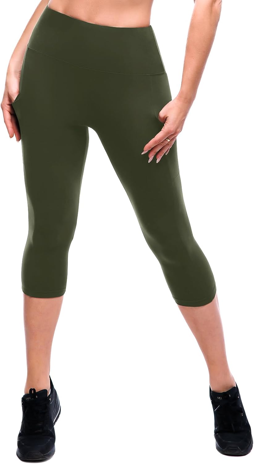 SINOPHANT High Waisted Leggings with Pockets Women, Full Length Capri Buttery Soft Stretchy Yoga Pants