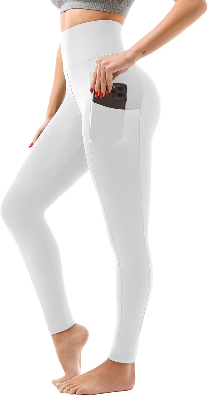 SINOPHANT High Waisted Leggings with Pockets Women, Full Length Capri Buttery Soft Stretchy Yoga Pants