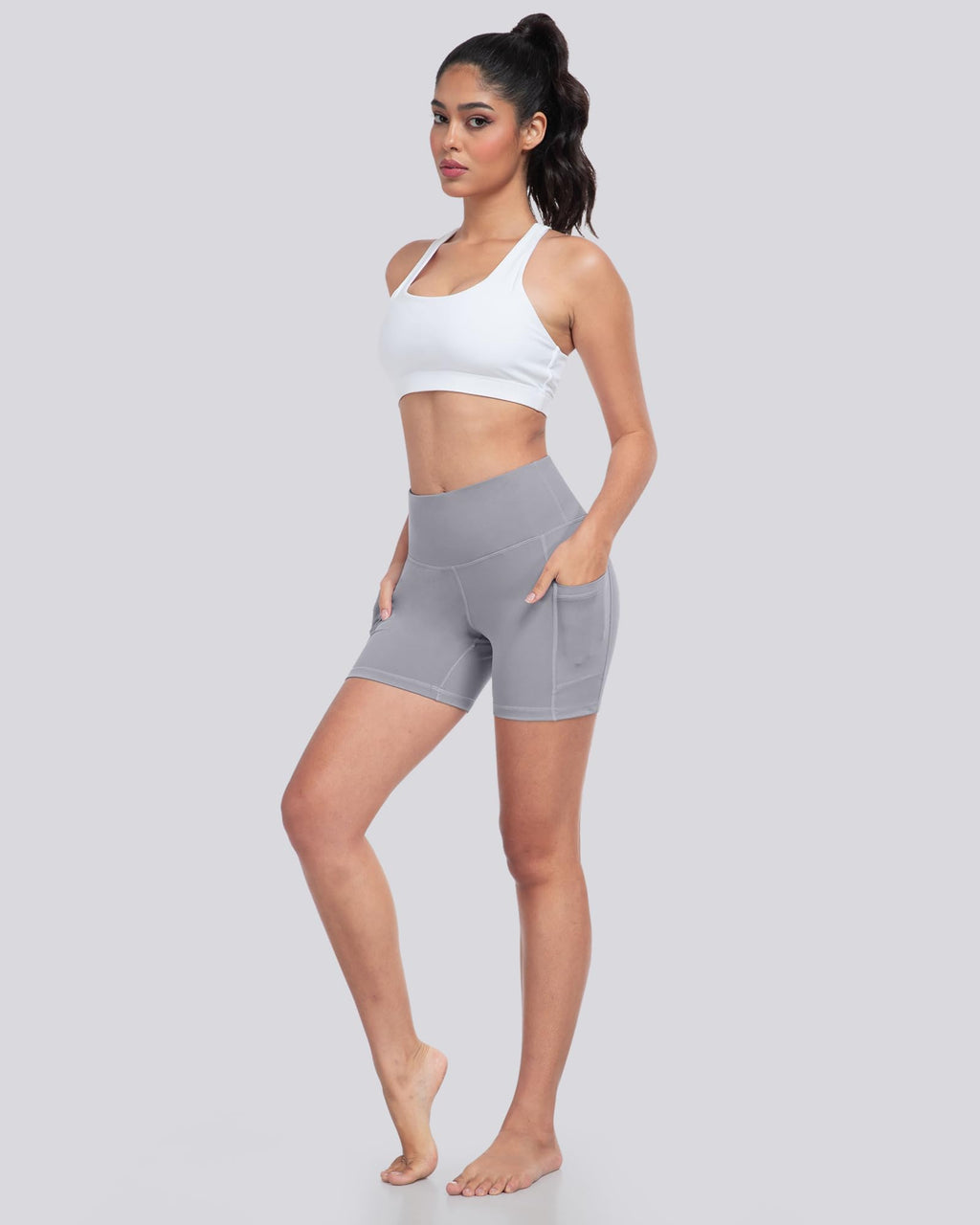 LZYVOO Biker Spandex Shorts Women, High Waisted Tummy Control Workout Yoga Shorts with Pockets