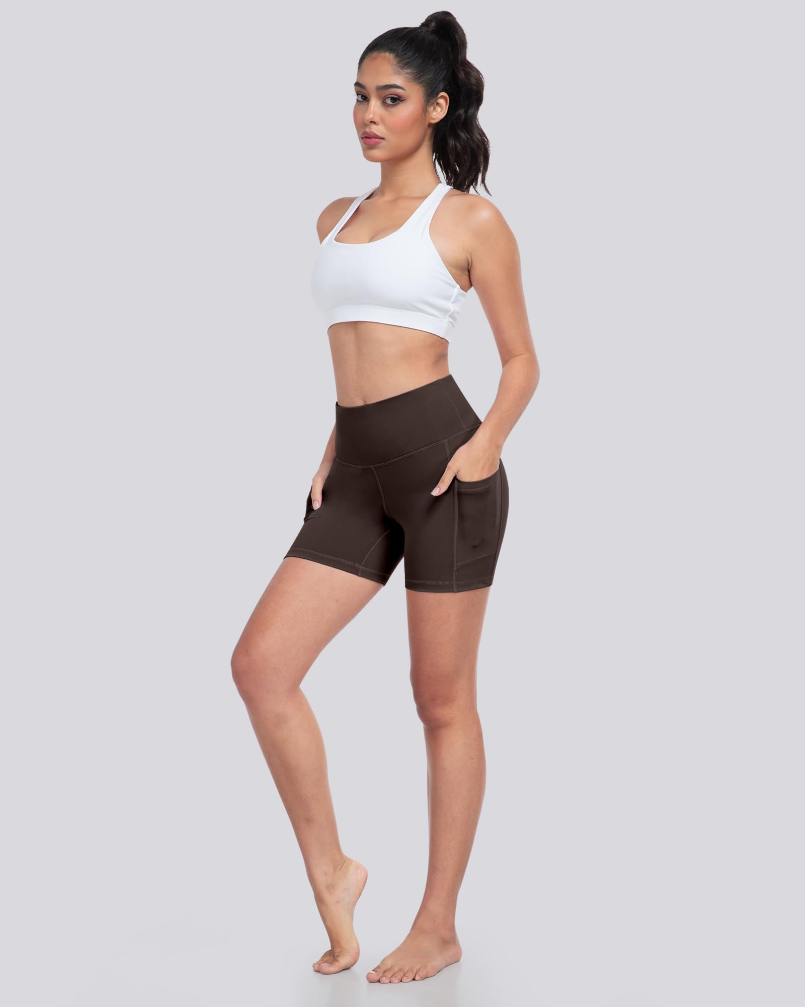 LZYVOO Biker Spandex Shorts Women, High Waisted Tummy Control Workout Yoga Shorts with Pockets