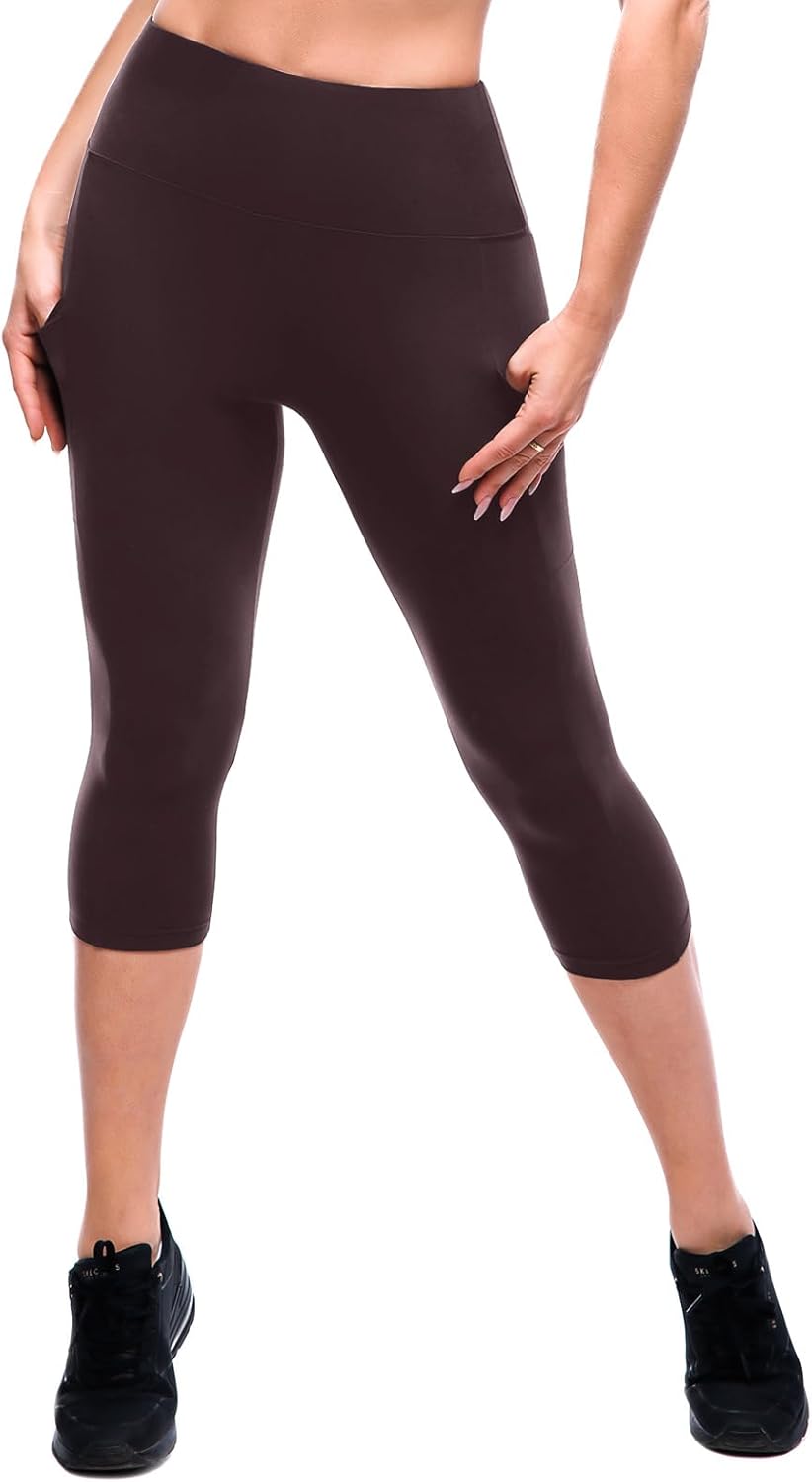 SINOPHANT High Waisted Leggings with Pockets Women, Full Length Capri Buttery Soft Stretchy Yoga Pants