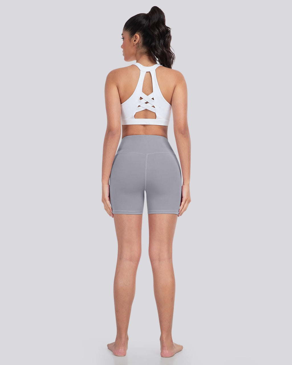 LZYVOO Biker Spandex Shorts Women, High Waisted Tummy Control Workout Yoga Shorts with Pockets