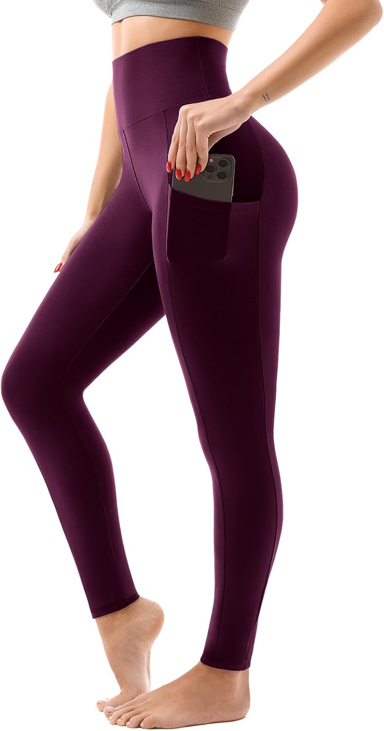 SINOPHANT High Waisted Leggings with Pockets Women, Full Length Capri Buttery Soft Stretchy Yoga Pants