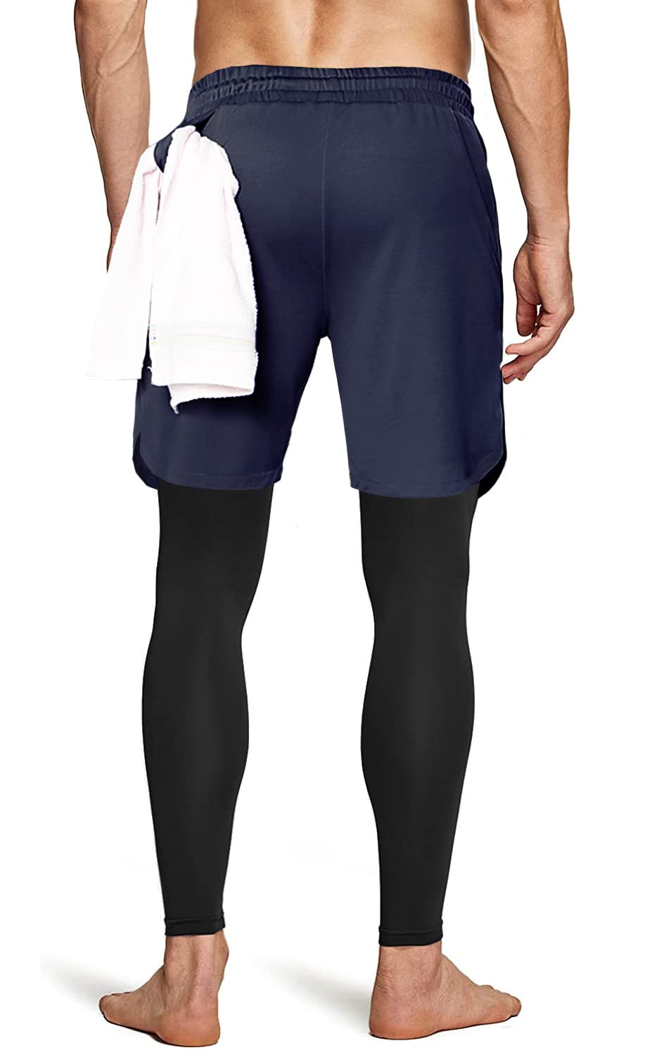 Aolesy Men's 2 in 1 Running Pants, Gym Workout Compression Pants for Men Training Athletic