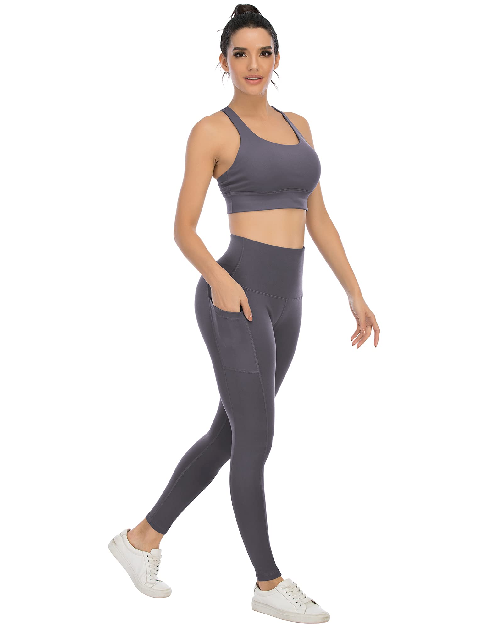 4 Pack Leggings with Pockets for Women,High Waist Tummy Control Workout Yoga Pants