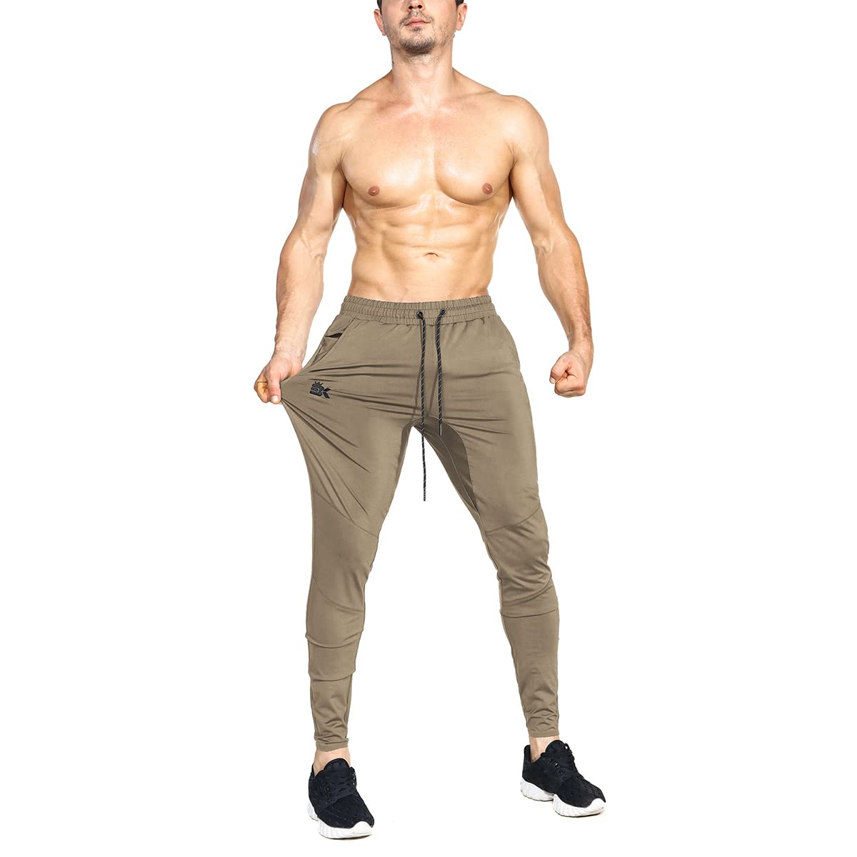 BROKIG Mens Lightweight Gym Jogger Pants,Men's Workout Sweatpants with Zip Pocket
