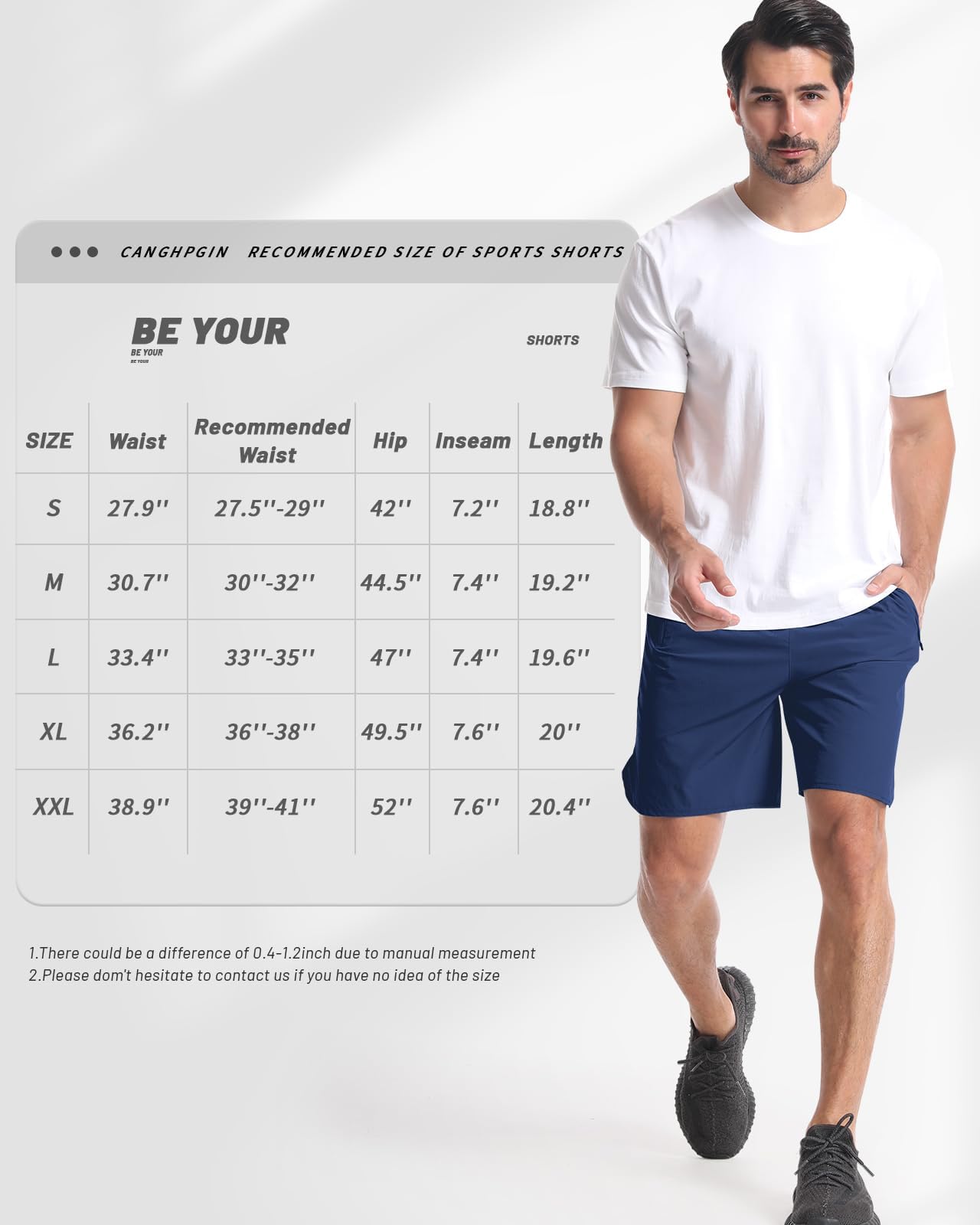 CANGHPGIN 2 Pack Mens Workout Athletic Shorts 7 inch Inseam Quick Dry Hiking Shorts Men Lightweight Sports Gym Shorts Running