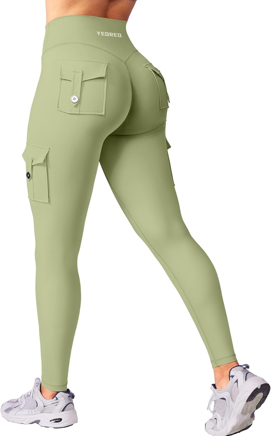 YEOREO CoreFlex Workout Cargo Leggings with Pockets for Women Hidden Scrunch Butt Lifting Leggings Gym Yoga Pants