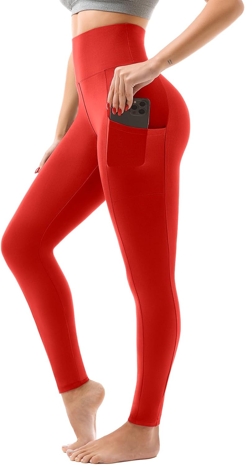 SINOPHANT High Waisted Leggings with Pockets Women, Full Length Capri Buttery Soft Stretchy Yoga Pants