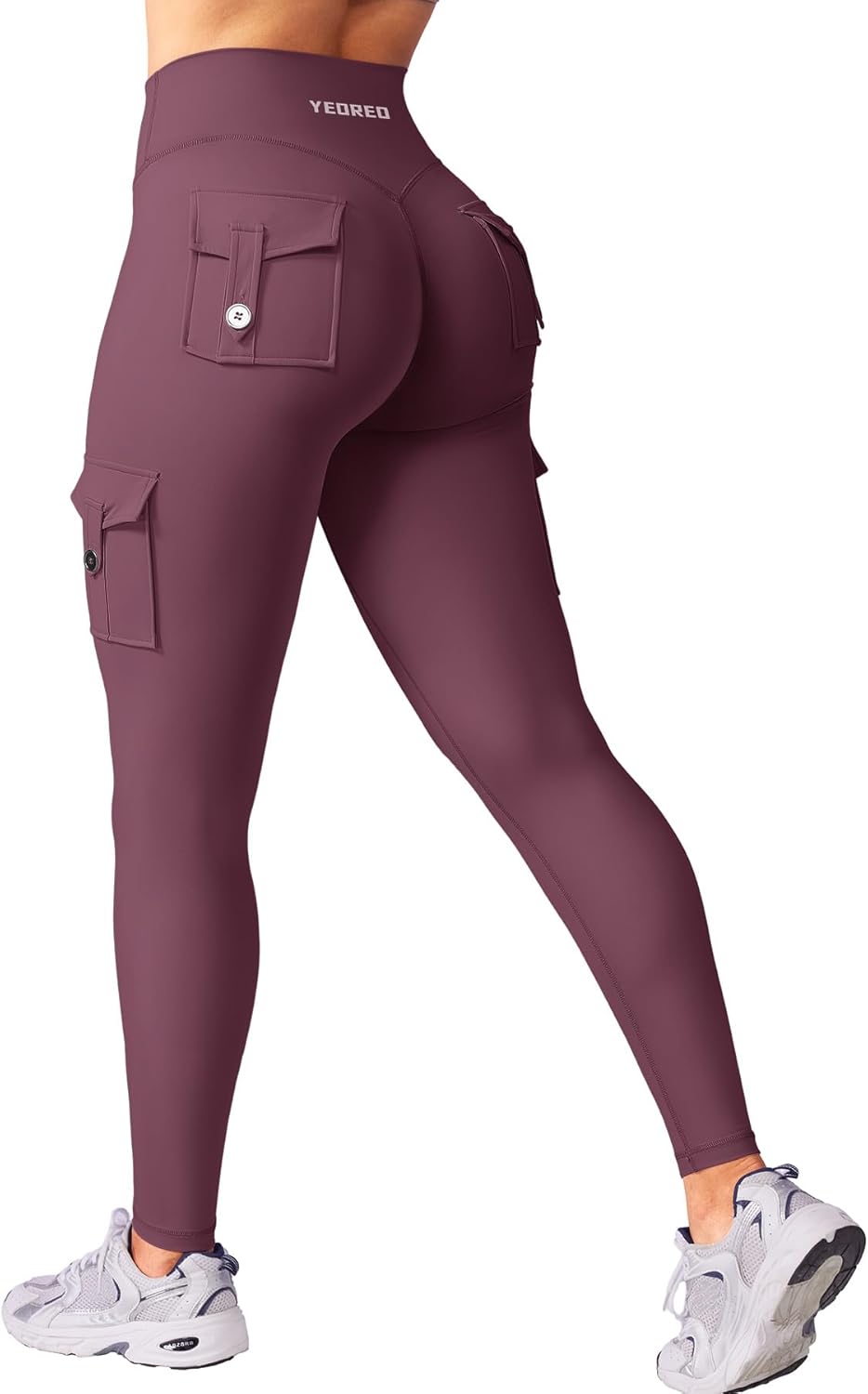 YEOREO CoreFlex Workout Cargo Leggings with Pockets for Women Hidden Scrunch Butt Lifting Leggings Gym Yoga Pants