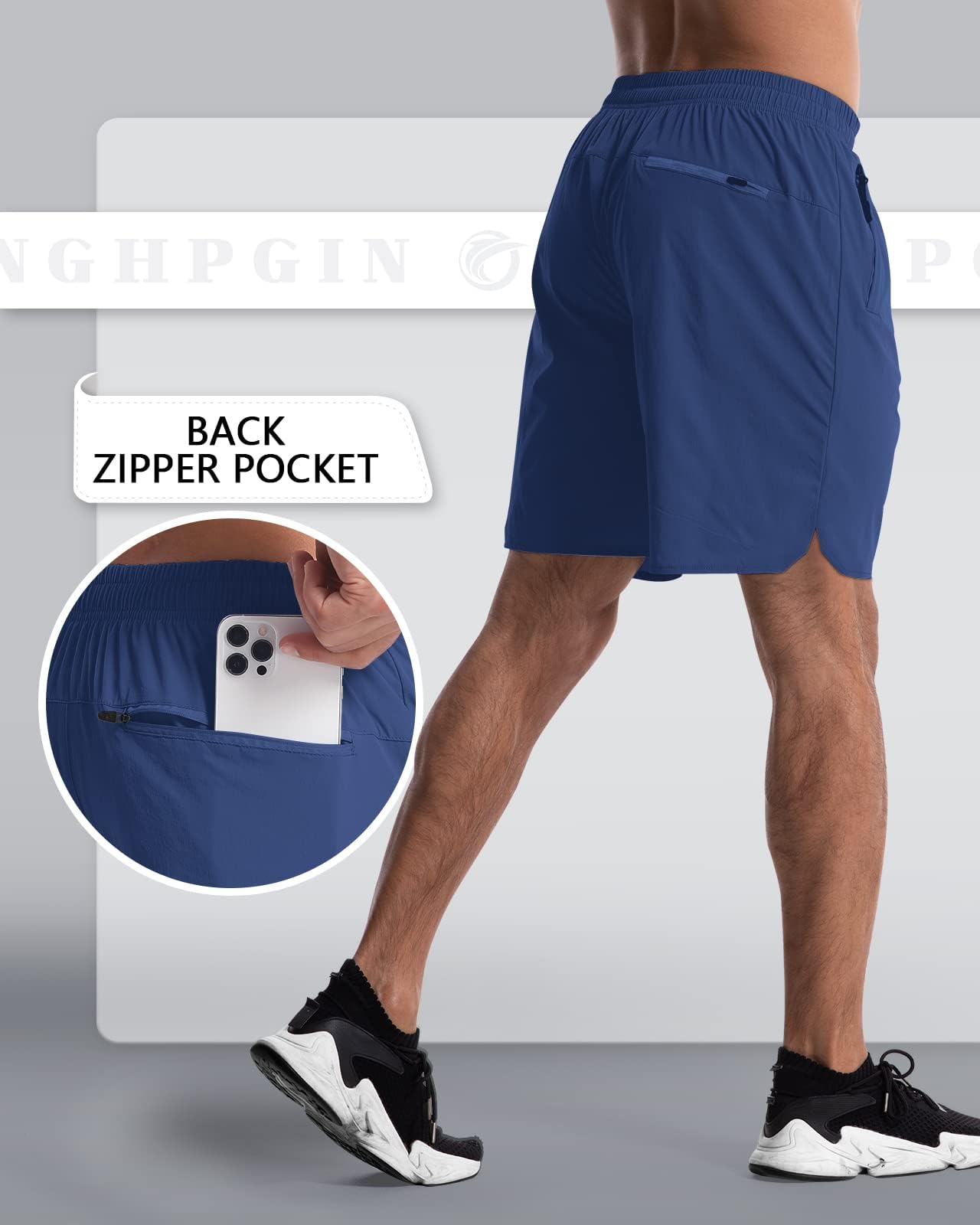 CANGHPGIN 2 Pack Mens Workout Athletic Shorts 7 inch Inseam Quick Dry Hiking Shorts Men Lightweight Sports Gym Shorts Running