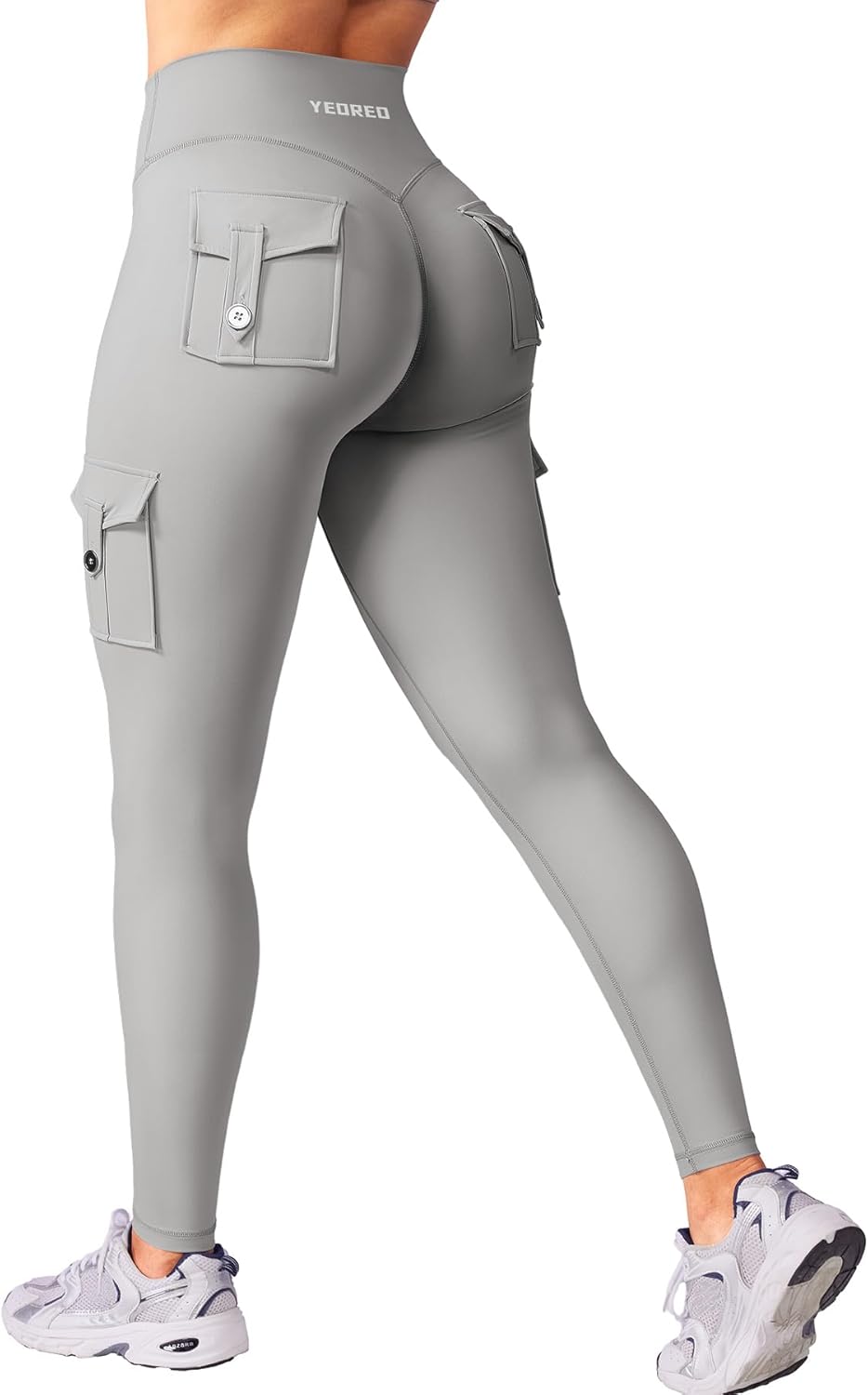 YEOREO CoreFlex Workout Cargo Leggings with Pockets for Women Hidden Scrunch Butt Lifting Leggings Gym Yoga Pants