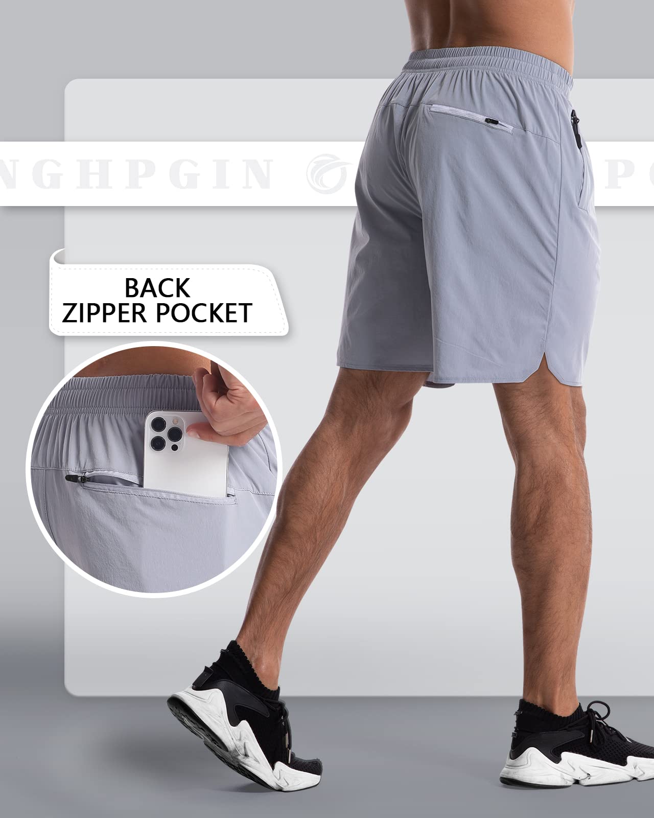 CANGHPGIN 2 Pack Mens Workout Athletic Shorts 7 inch Inseam Quick Dry Hiking Shorts Men Lightweight Sports Gym Shorts Running