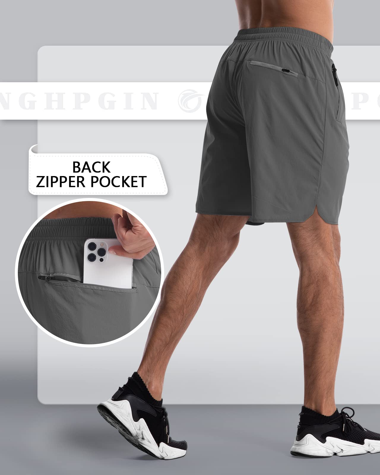 CANGHPGIN 2 Pack Mens Workout Athletic Shorts 7 inch Inseam Quick Dry Hiking Shorts Men Lightweight Sports Gym Shorts Running