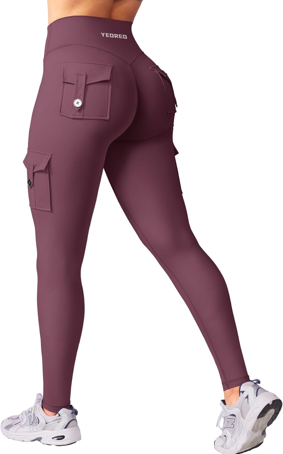 YEOREO CoreFlex Workout Cargo Leggings with Pockets for Women Hidden Scrunch Butt Lifting Leggings Gym Yoga Pants