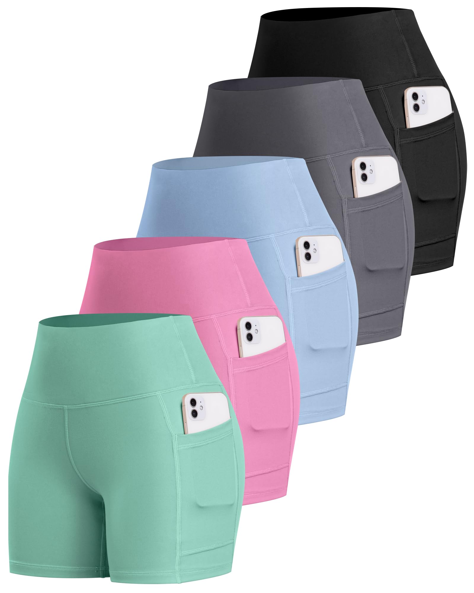 LZYVOO Biker Spandex Shorts Women, High Waisted Tummy Control Workout Yoga Shorts with Pockets