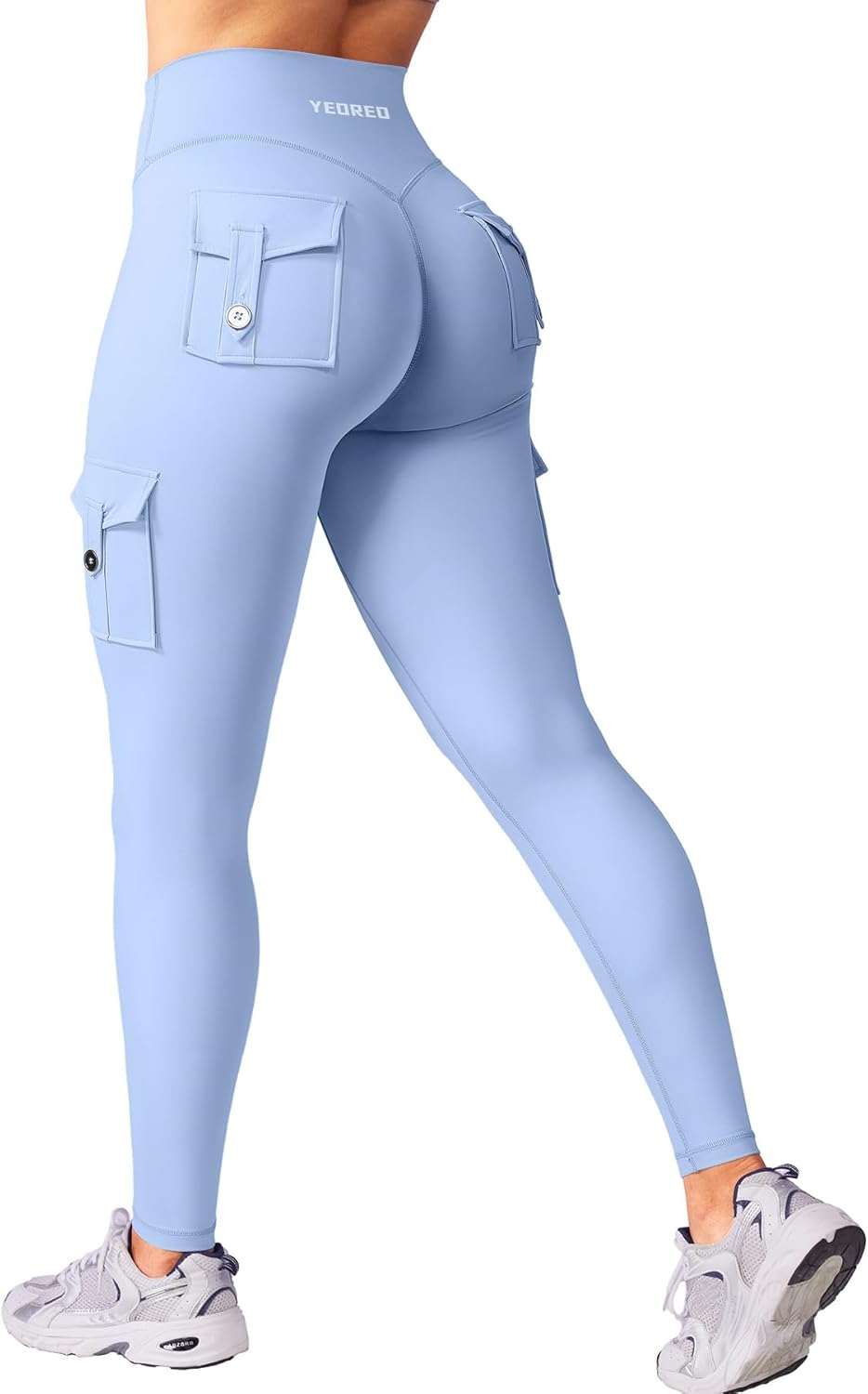 YEOREO CoreFlex Workout Cargo Leggings with Pockets for Women Hidden Scrunch Butt Lifting Leggings Gym Yoga Pants