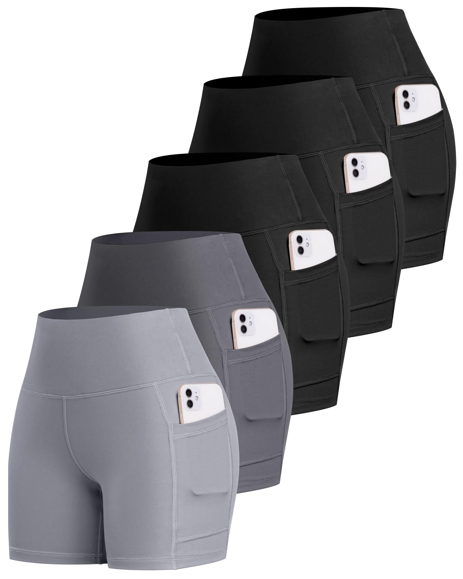 LZYVOO Biker Spandex Shorts Women, High Waisted Tummy Control Workout Yoga Shorts with Pockets