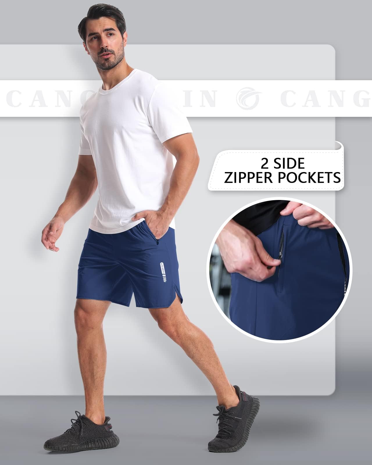 CANGHPGIN 2 Pack Mens Workout Athletic Shorts 7 inch Inseam Quick Dry Hiking Shorts Men Lightweight Sports Gym Shorts Running