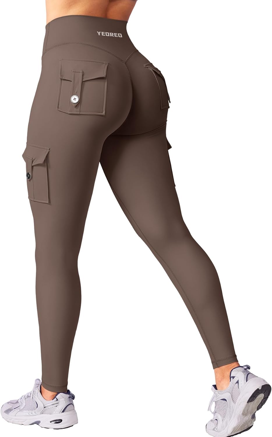 YEOREO CoreFlex Workout Cargo Leggings with Pockets for Women Hidden Scrunch Butt Lifting Leggings Gym Yoga Pants
