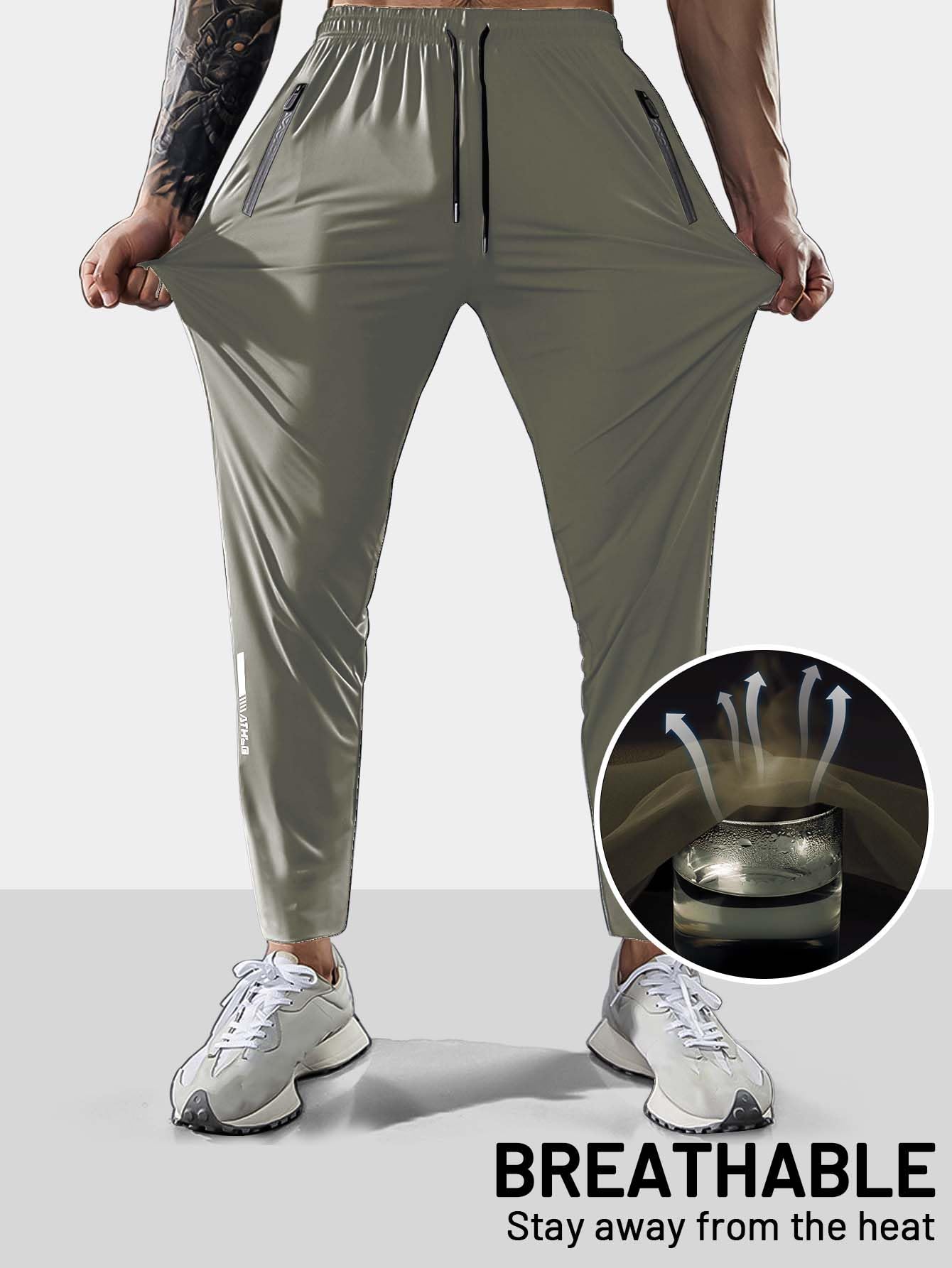 Men's Hiking Pants Quick-Dry Lightweight Sweatpants Outdoor Fishing Pants Water Resistant with Zipper Pockets