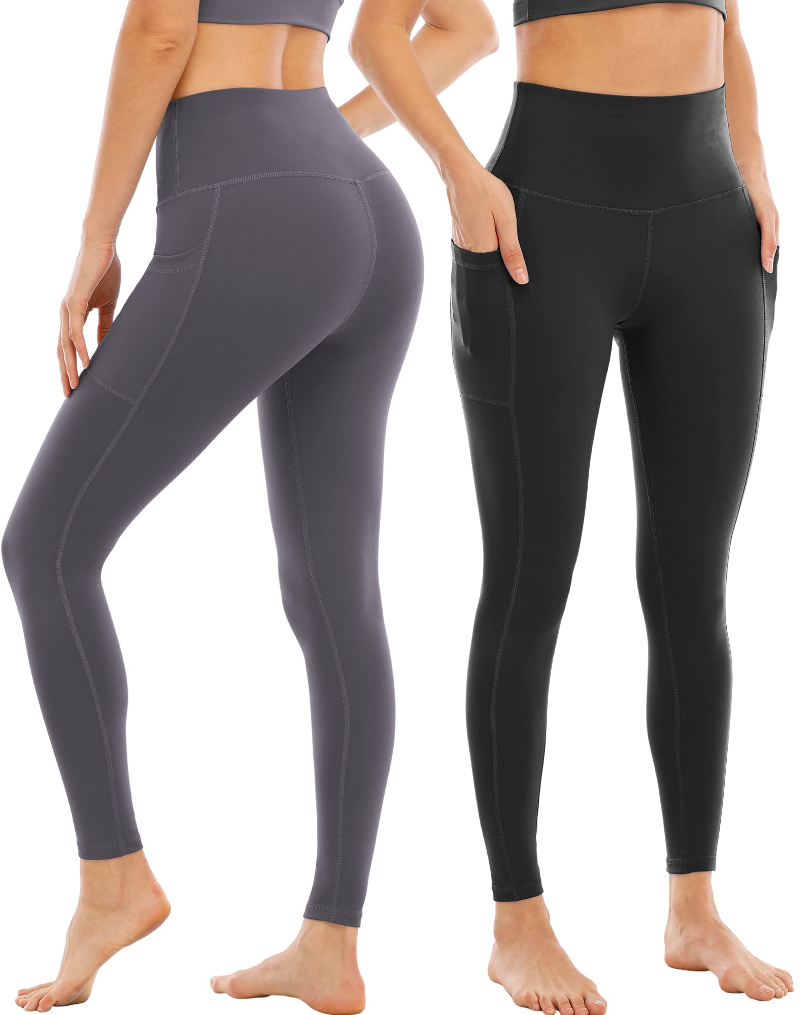 4 Pack Leggings with Pockets for Women,High Waist Tummy Control Workout Yoga Pants