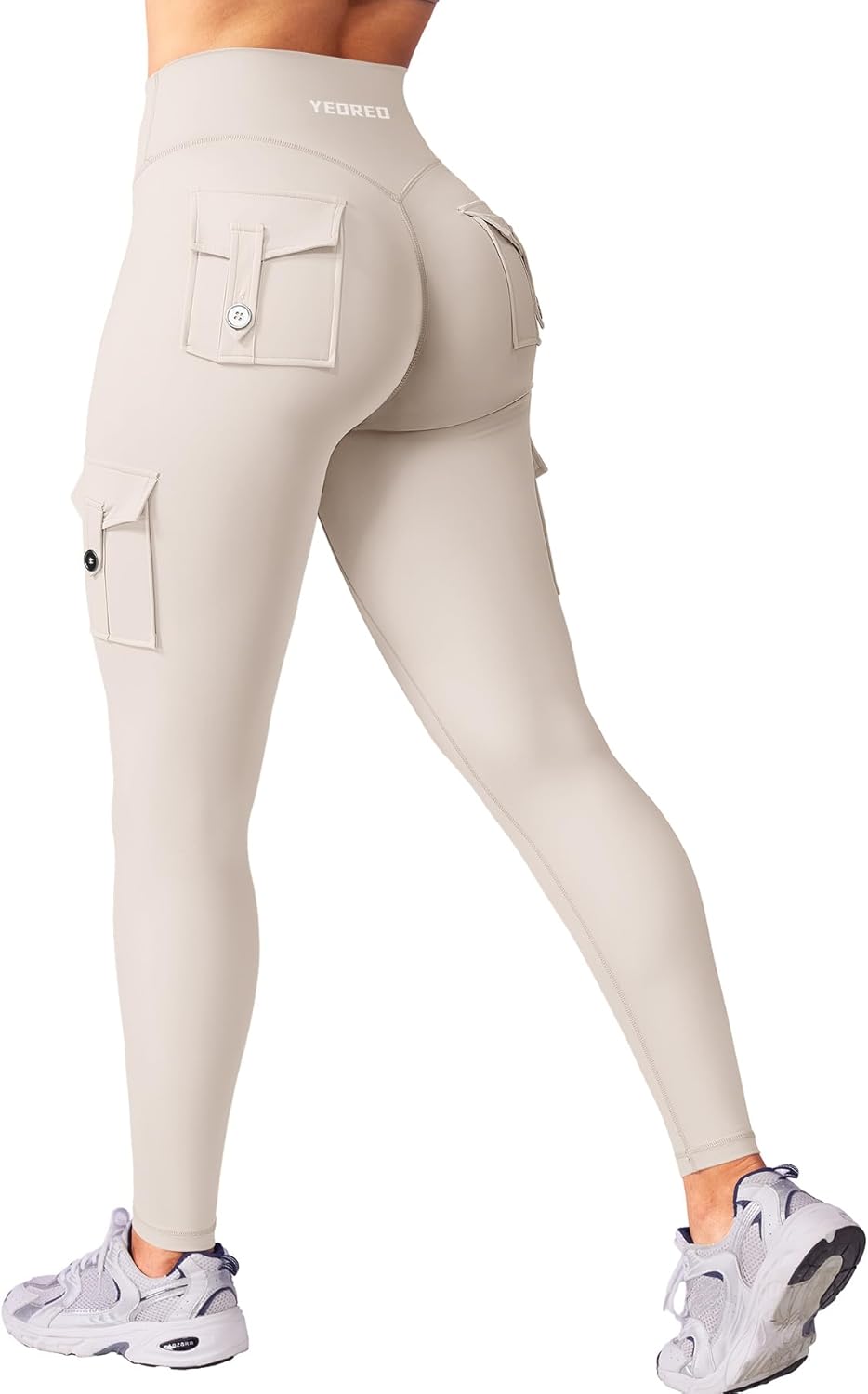 YEOREO CoreFlex Workout Cargo Leggings with Pockets for Women Hidden Scrunch Butt Lifting Leggings Gym Yoga Pants