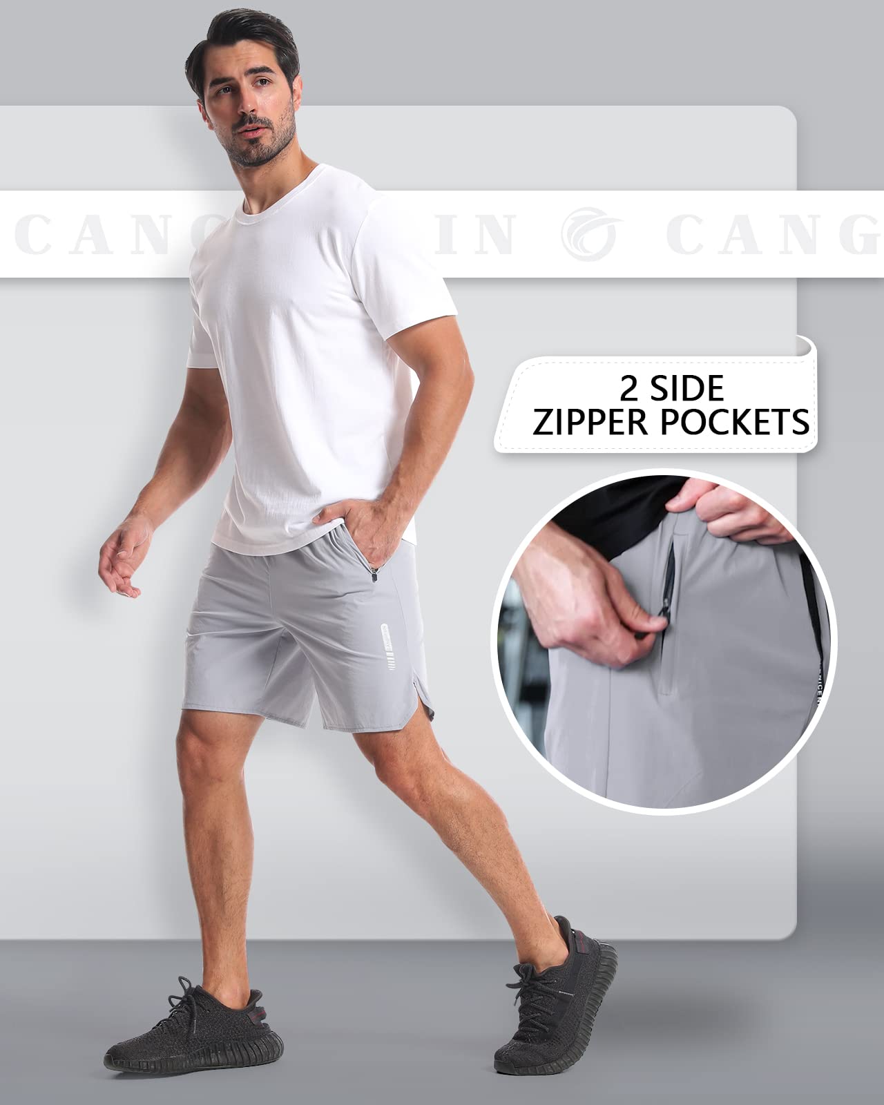 CANGHPGIN 2 Pack Mens Workout Athletic Shorts 7 inch Inseam Quick Dry Hiking Shorts Men Lightweight Sports Gym Shorts Running