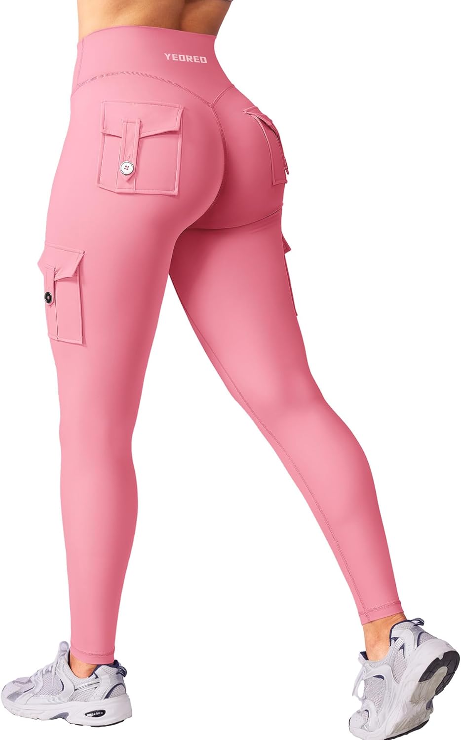 YEOREO CoreFlex Workout Cargo Leggings with Pockets for Women Hidden Scrunch Butt Lifting Leggings Gym Yoga Pants