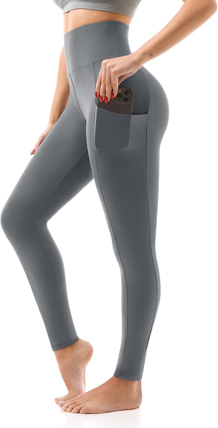 SINOPHANT High Waisted Leggings with Pockets Women, Full Length Capri Buttery Soft Stretchy Yoga Pants