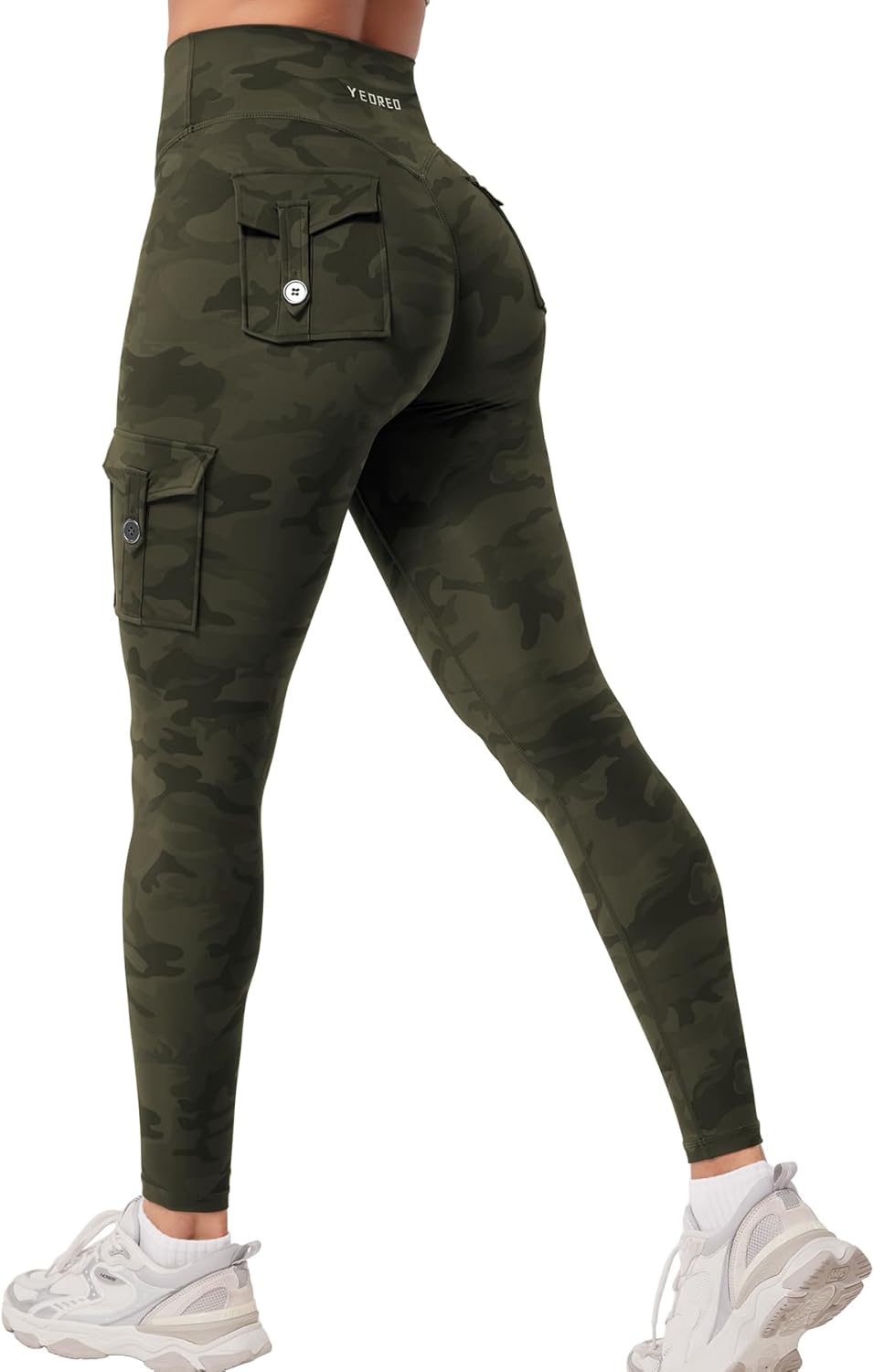 YEOREO CoreFlex Workout Cargo Leggings with Pockets for Women Hidden Scrunch Butt Lifting Leggings Gym Yoga Pants