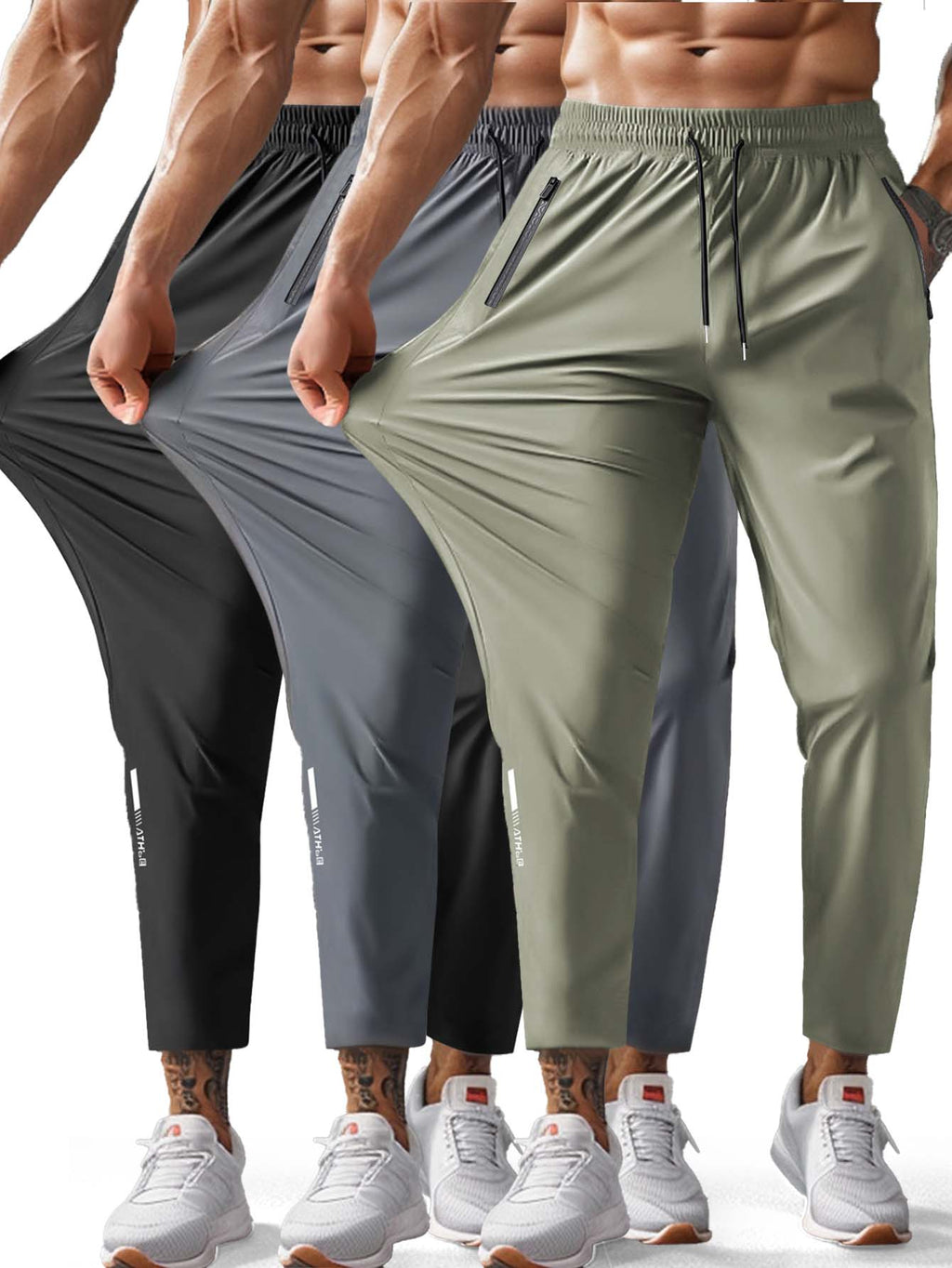 Men's Hiking Pants Quick-Dry Lightweight Sweatpants Outdoor Fishing Pants Water Resistant with Zipper Pockets