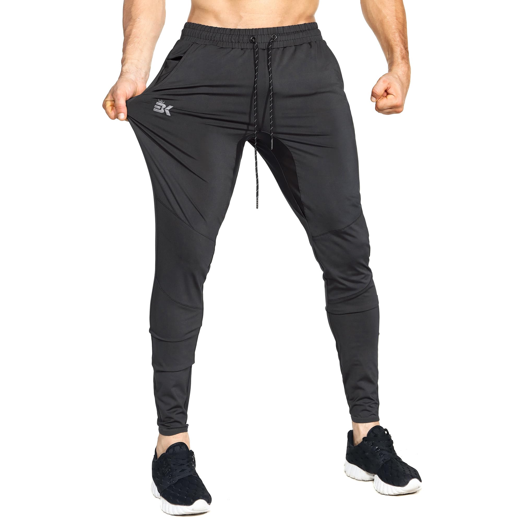 BROKIG Mens Lightweight Gym Jogger Pants,Men's Workout Sweatpants with Zip Pocket