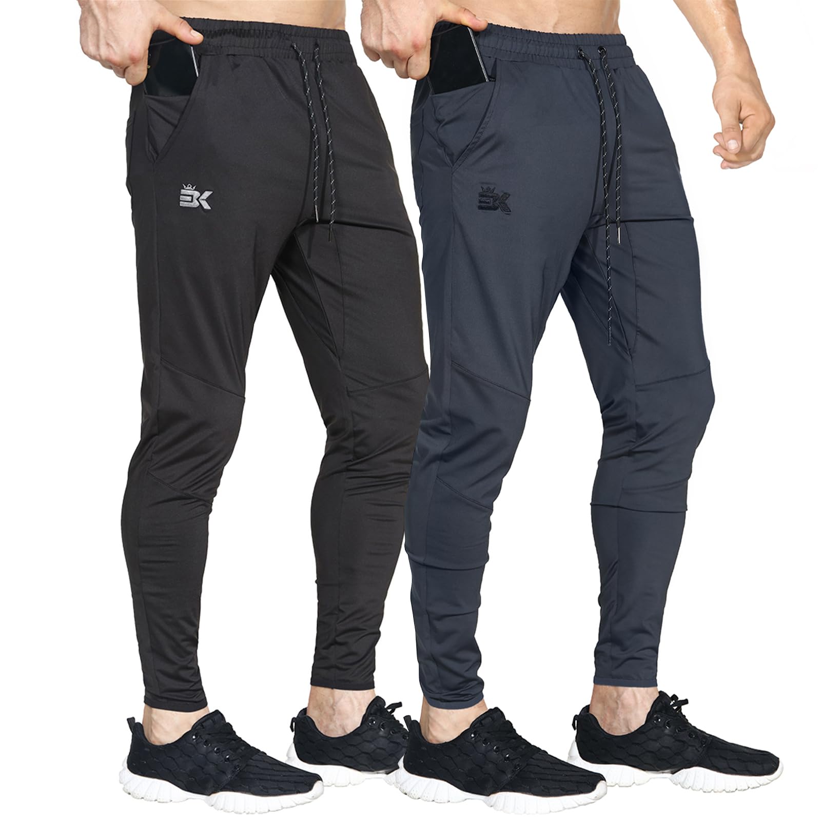 BROKIG Mens Lightweight Gym Jogger Pants,Men's Workout Sweatpants with Zip Pocket