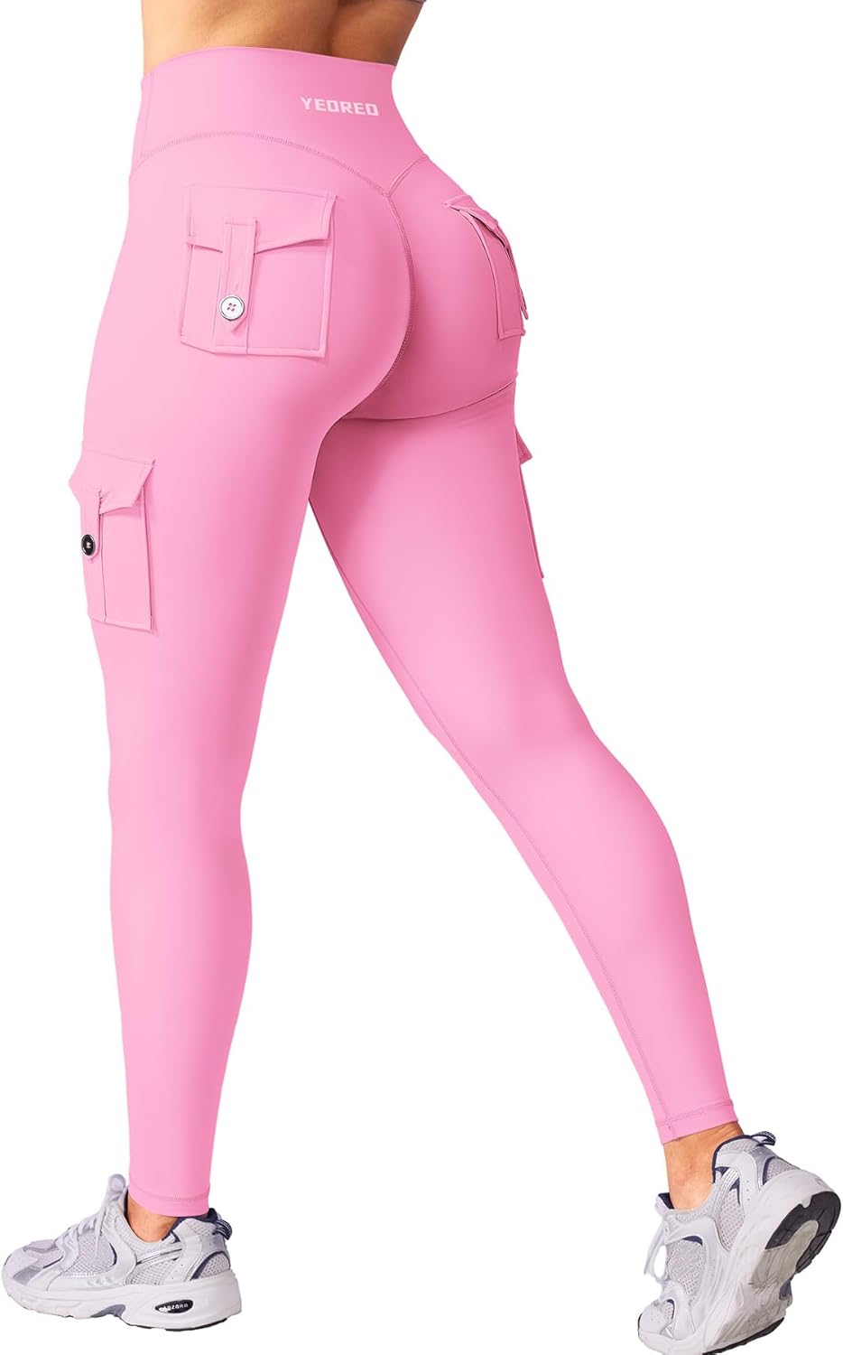 YEOREO CoreFlex Workout Cargo Leggings with Pockets for Women Hidden Scrunch Butt Lifting Leggings Gym Yoga Pants