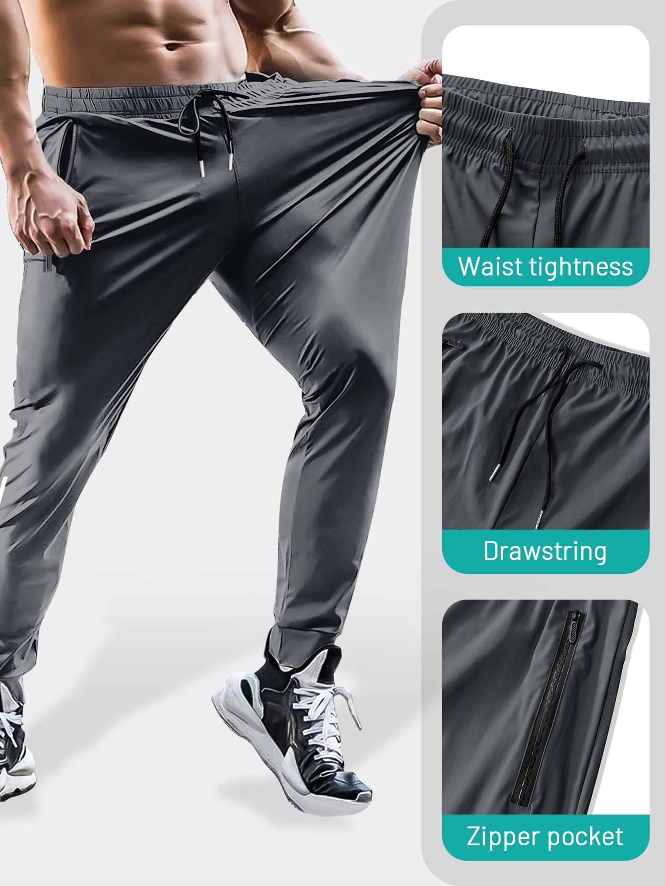 Men's Hiking Pants Quick-Dry Lightweight Sweatpants Outdoor Fishing Pants Water Resistant with Zipper Pockets