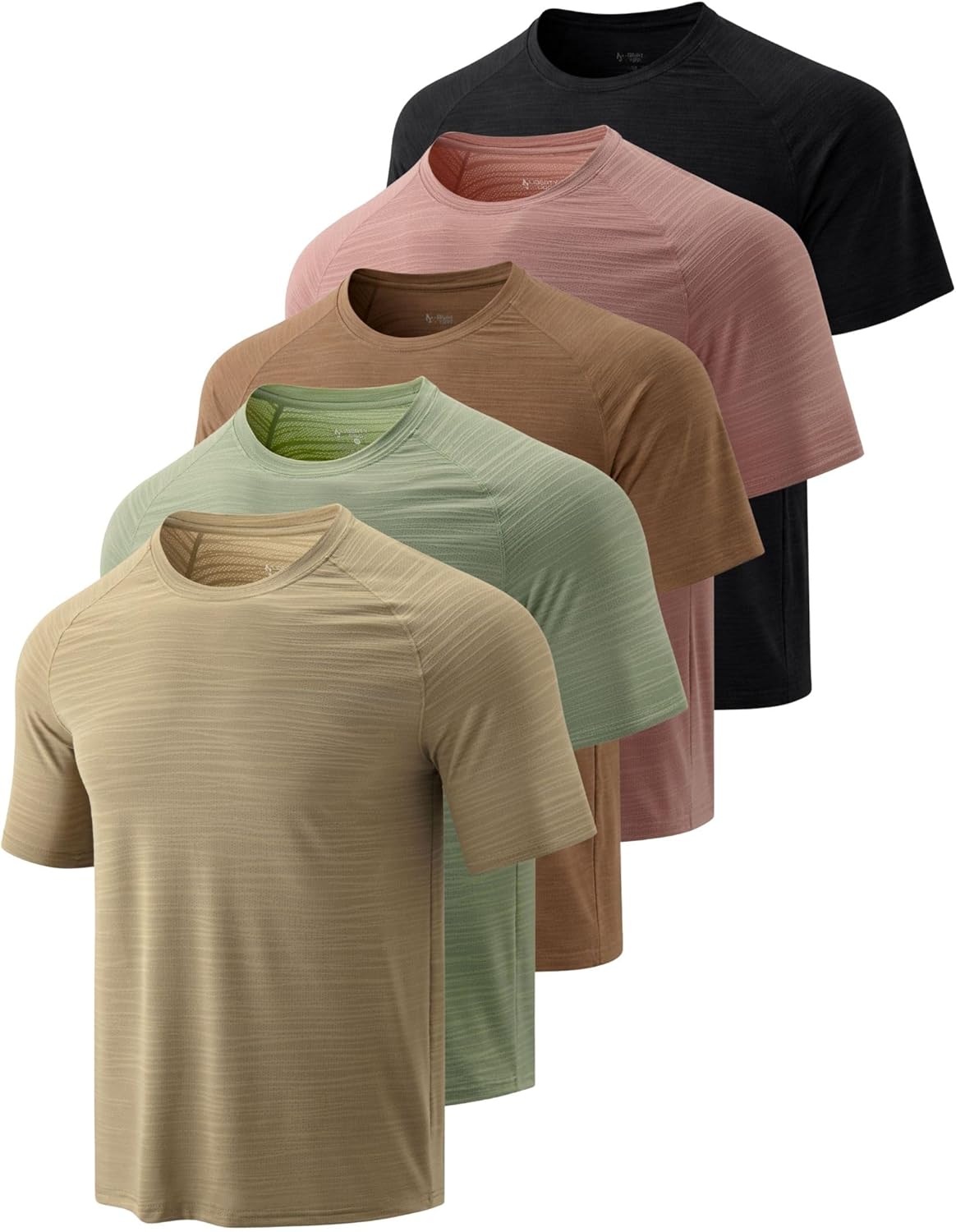 5 Pack Men’s Active Quick Dry Crew Neck T Shirts | Athletic Running Gym Workout Short Sleeve Tee Tops Bulk