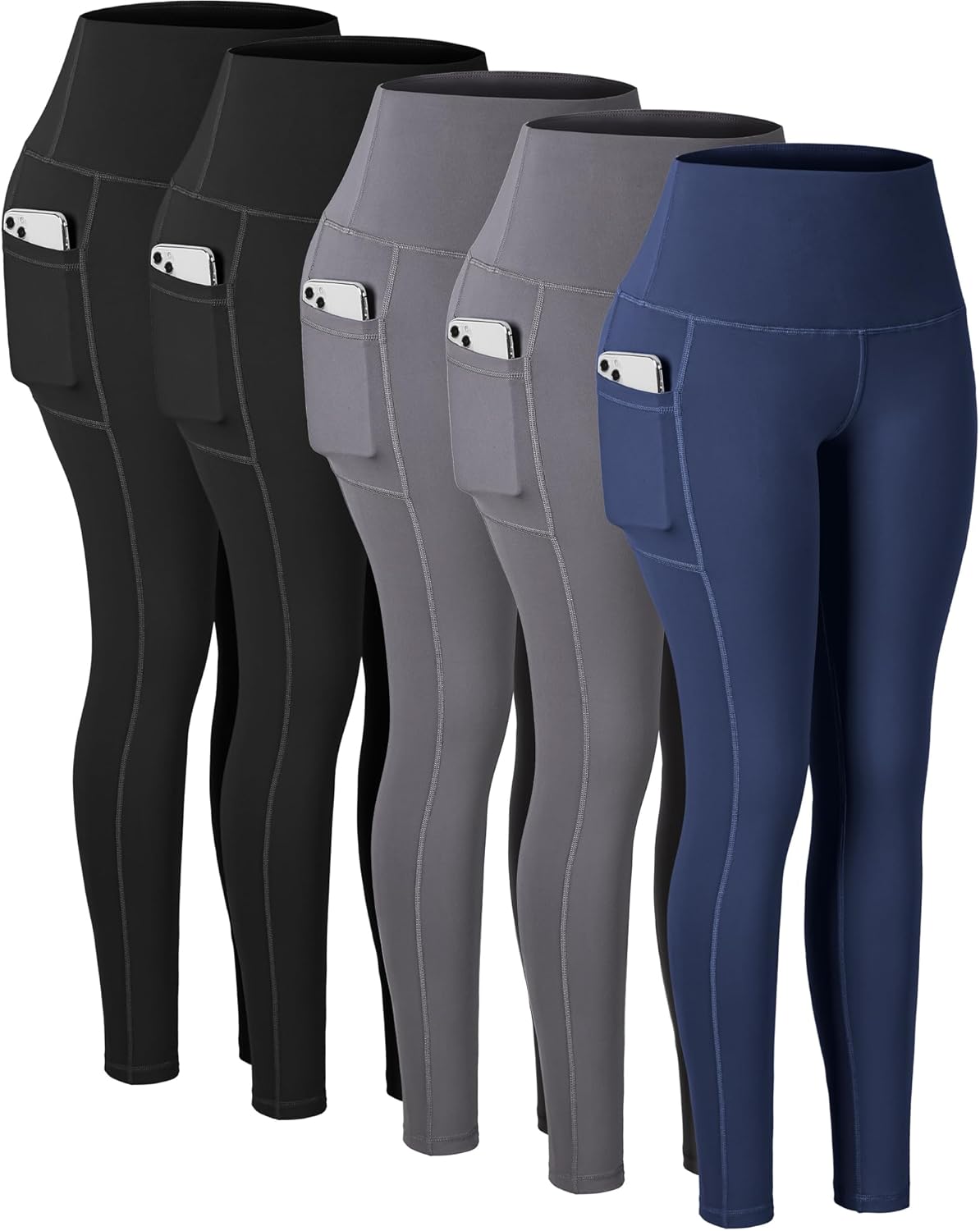 CHRLEISURE Leggings with Pockets for Women, High Waisted Tummy Control Workout Yoga Pants