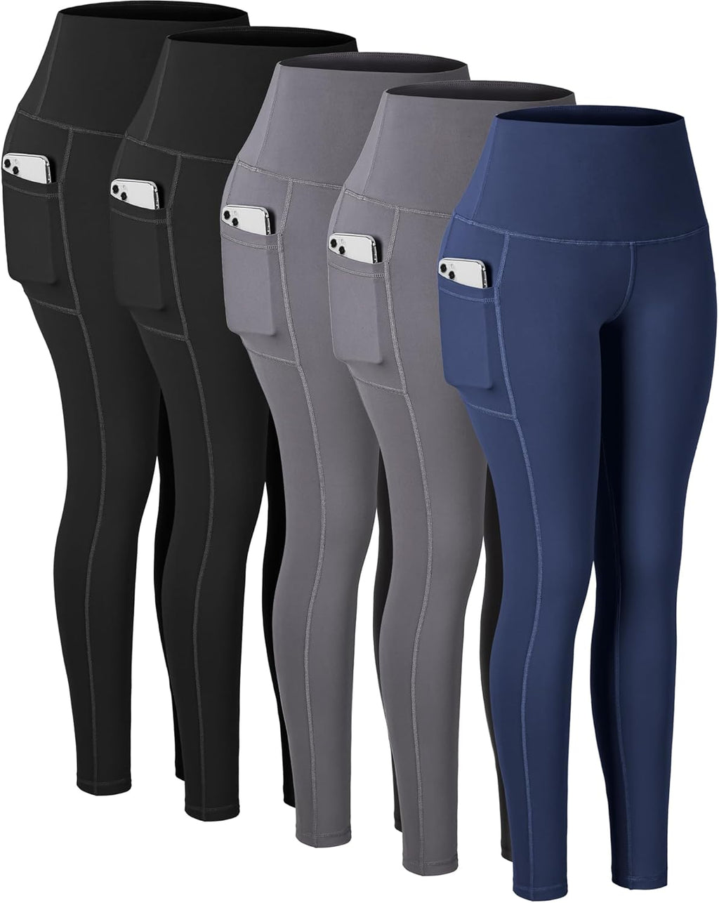 CHRLEISURE Leggings with Pockets for Women, High Waisted Tummy Control Workout Yoga Pants