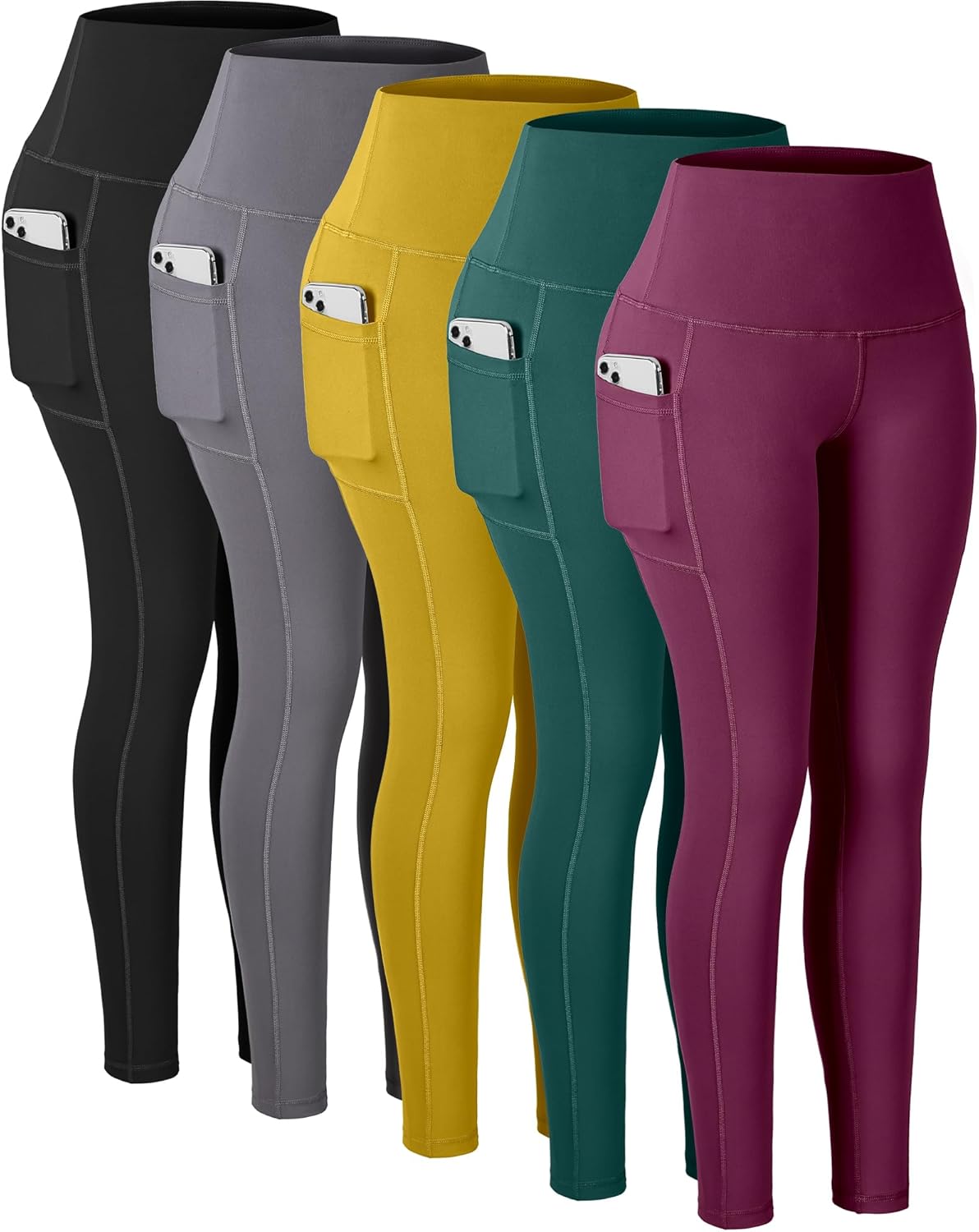 CHRLEISURE Leggings with Pockets for Women, High Waisted Tummy Control Workout Yoga Pants