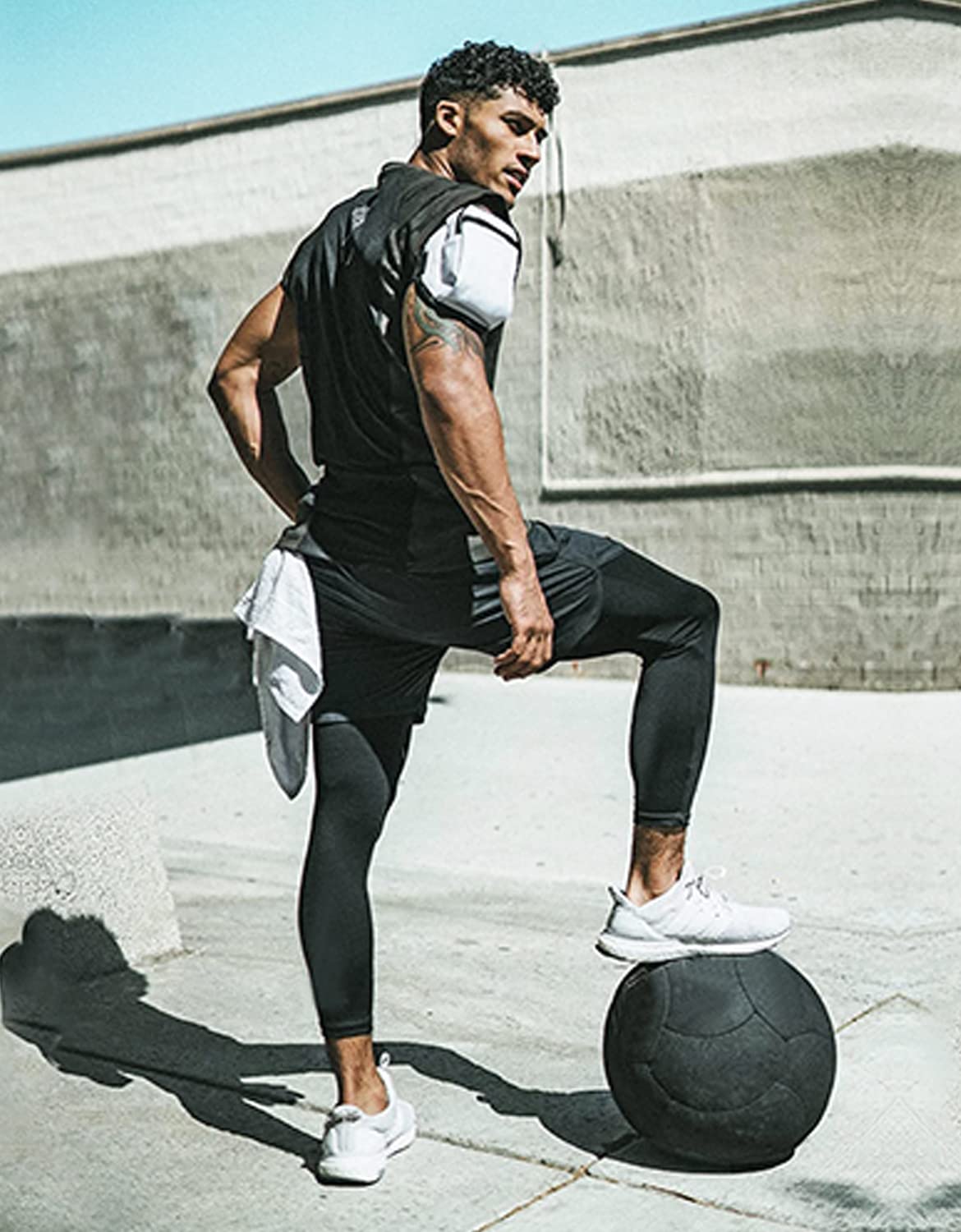 Aolesy Men's 2 in 1 Running Pants, Gym Workout Compression Pants for Men Training Athletic