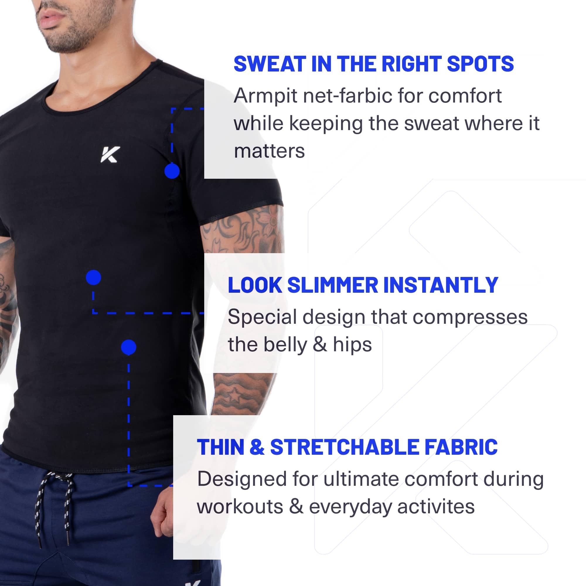 Kewlioo Sauna Shirt for Men - Heat Trapping Sweat Vest, Sauna Suit For Men, Compression Workout Sweat Suit for Gym, Workouts