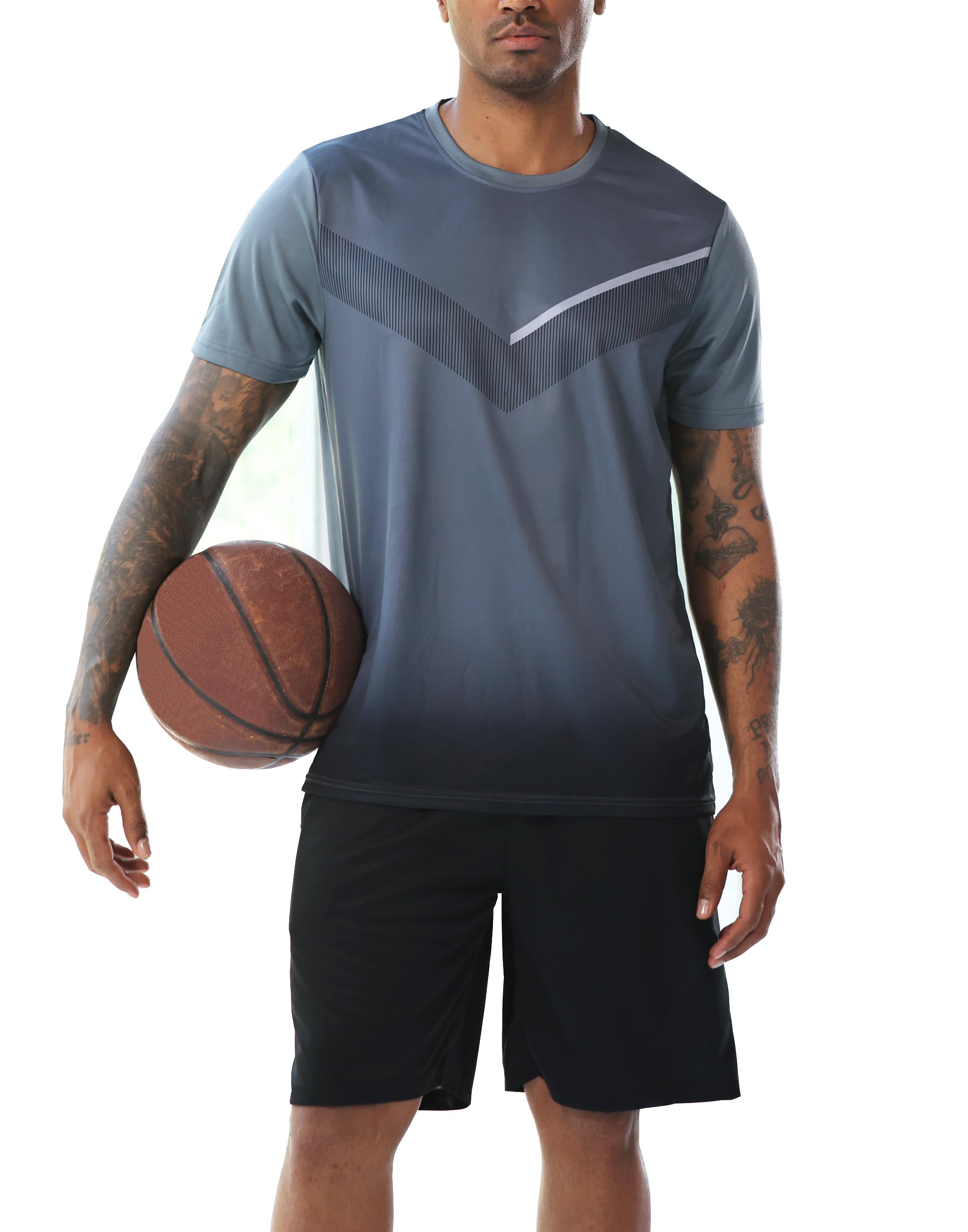 RPOVIG Men's 3 Pack Shirts Shorts Zipper Pockets Quick Dry Gym Athletic Clothes Workout Running Sets Summer Casual