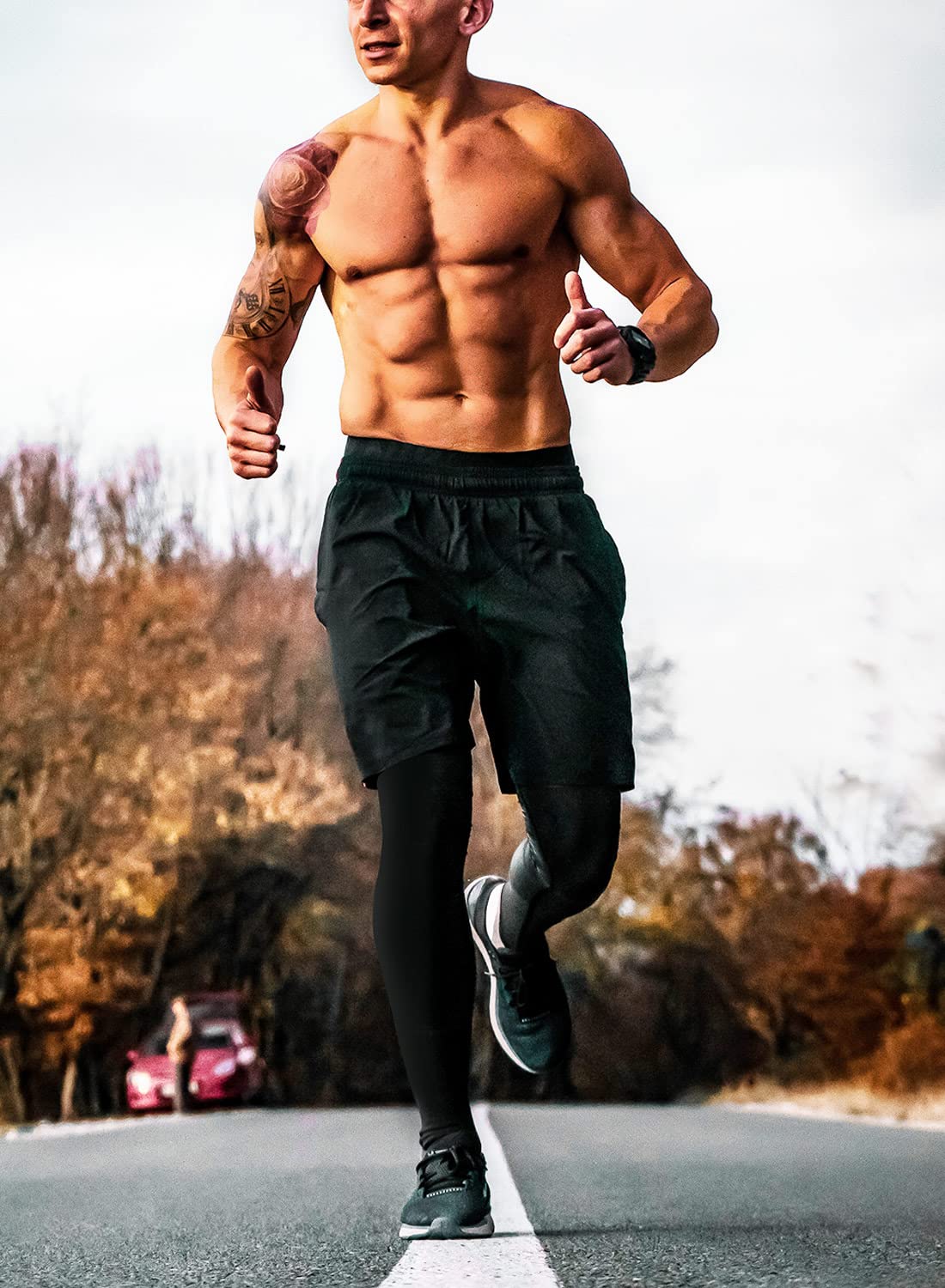 Aolesy Men's 2 in 1 Running Pants, Gym Workout Compression Pants for Men Training Athletic