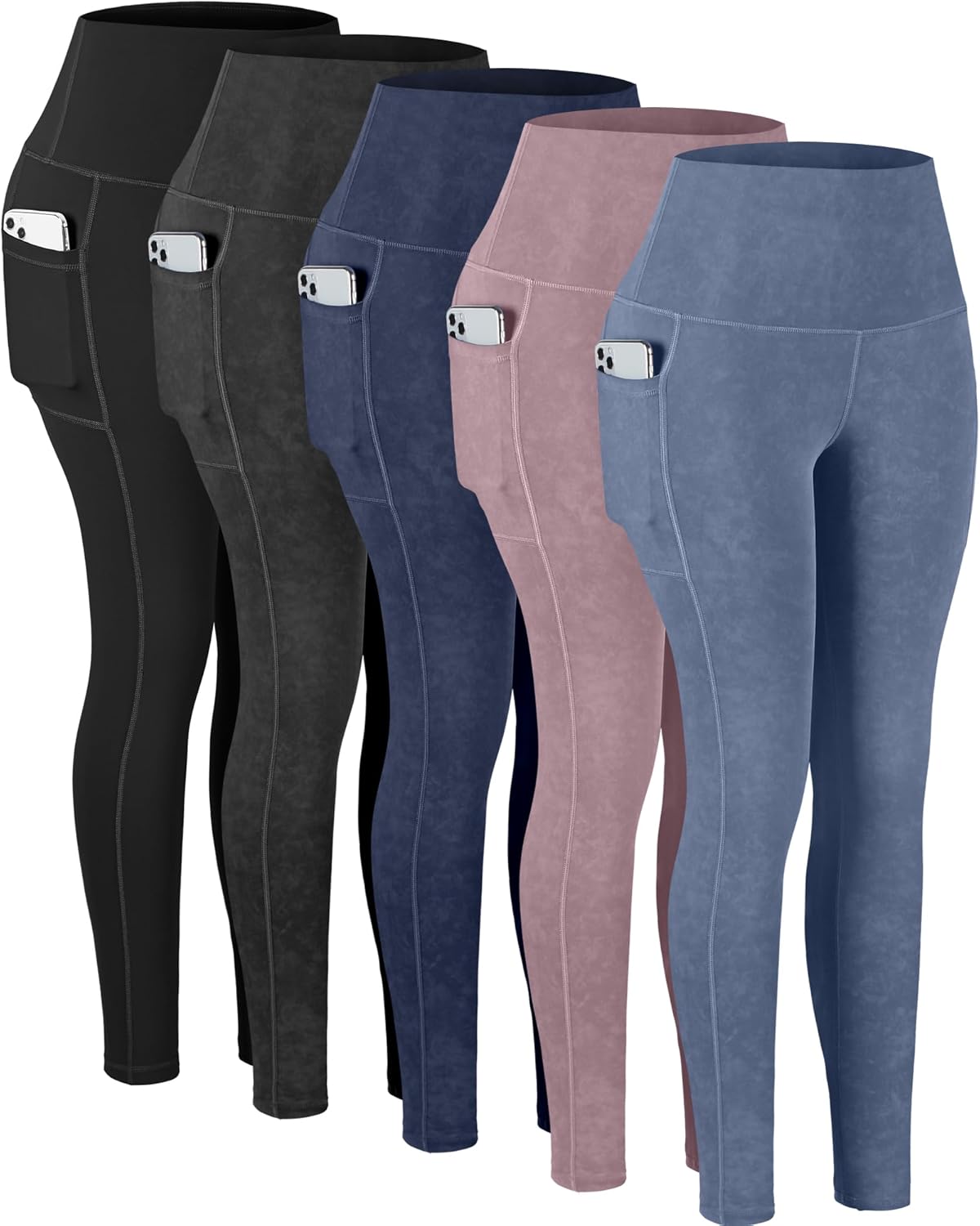CHRLEISURE Leggings with Pockets for Women, High Waisted Tummy Control Workout Yoga Pants